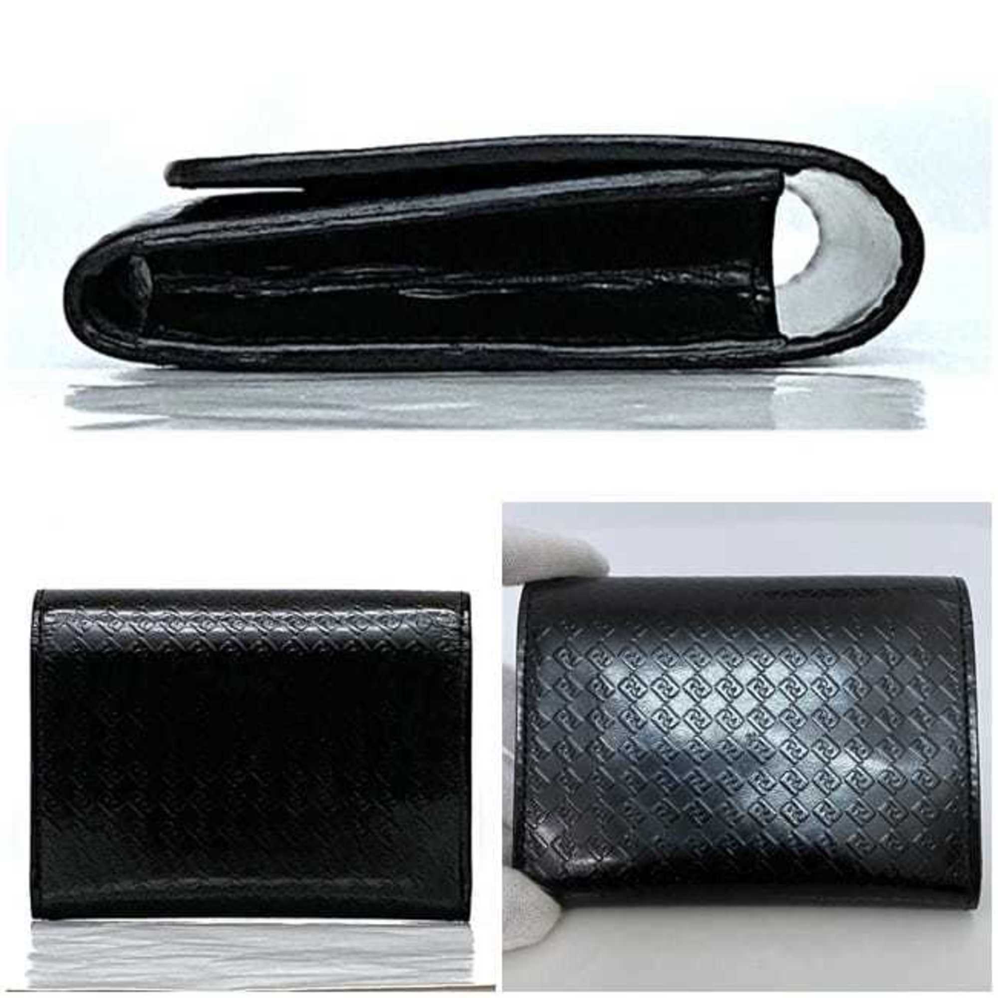 Fendi Card Case ec-22688 Black Micro Zucca 7M0040 Business Holder Patent Leather 000XH3 F0XB8 FENDI FF Embossed Men's