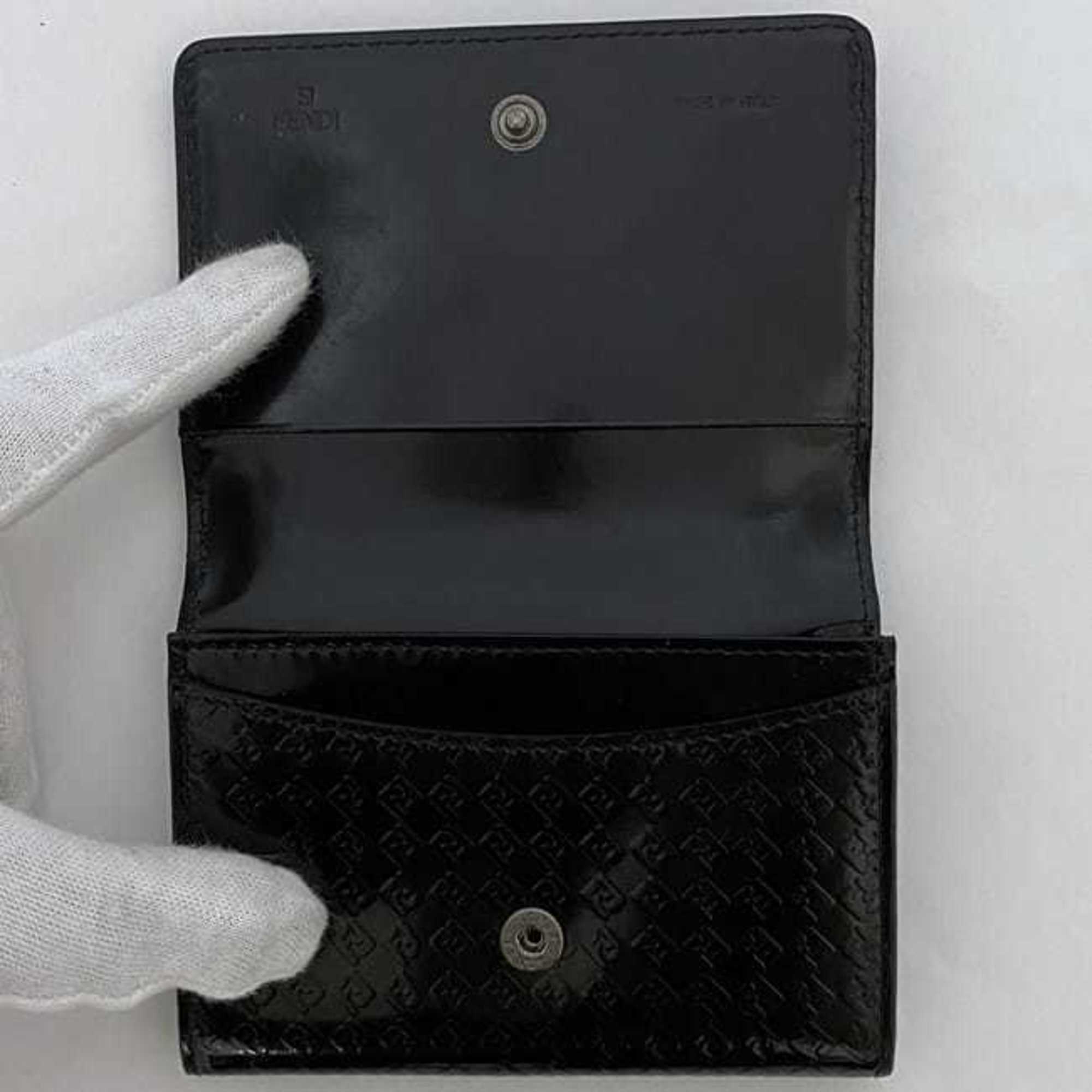 Fendi Card Case ec-22688 Black Micro Zucca 7M0040 Business Holder Patent Leather 000XH3 F0XB8 FENDI FF Embossed Men's
