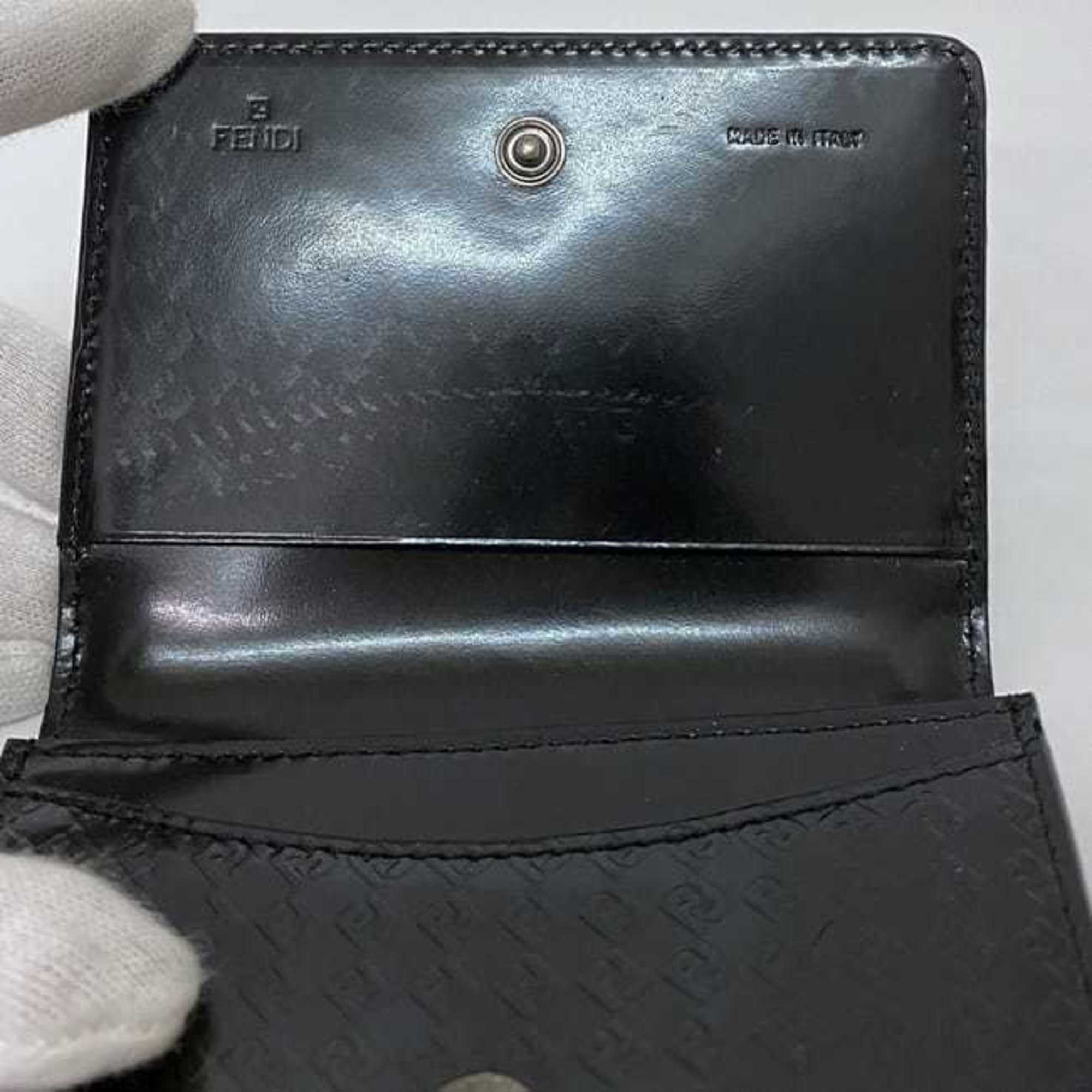 Fendi Card Case ec-22688 Black Micro Zucca 7M0040 Business Holder Patent Leather 000XH3 F0XB8 FENDI FF Embossed Men's