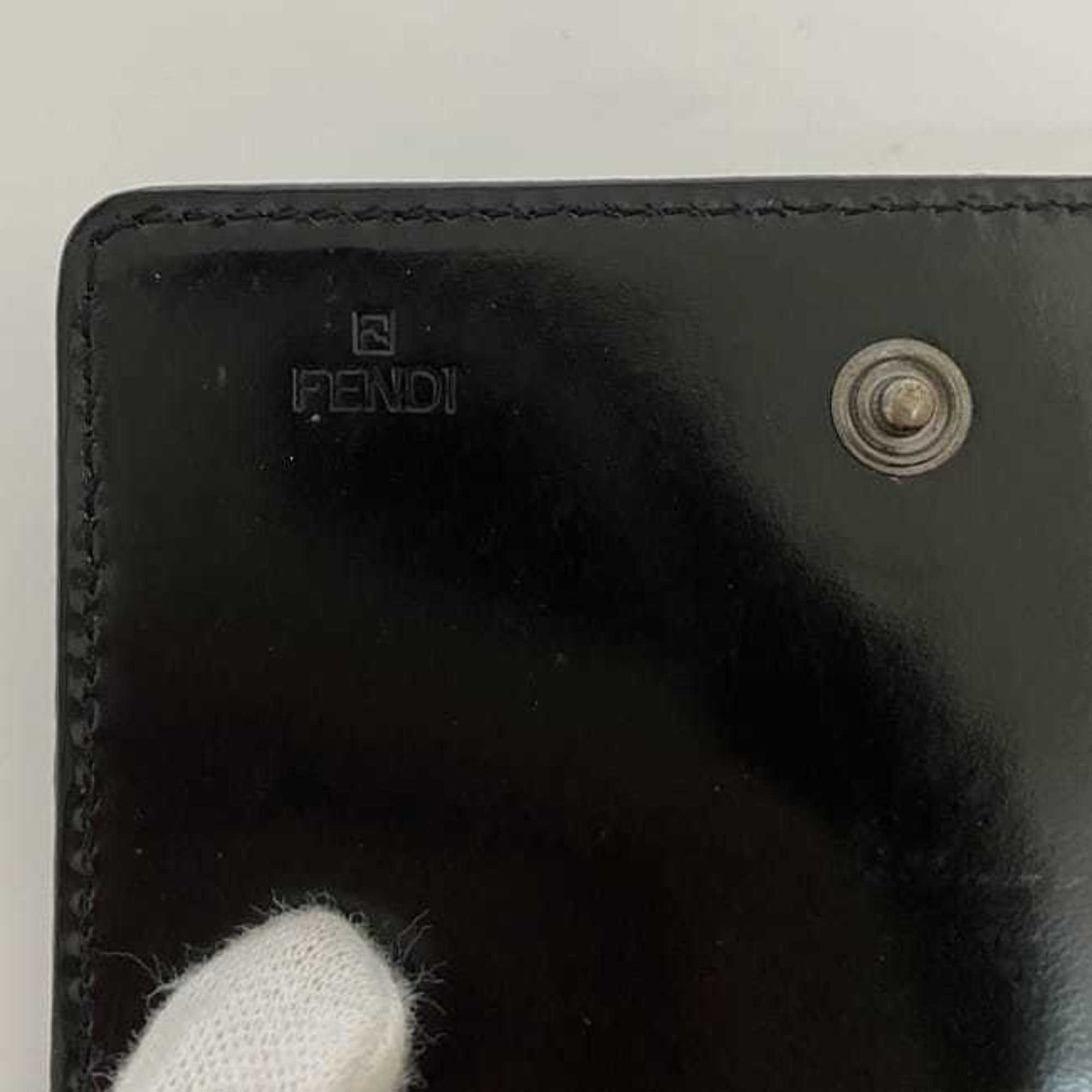 Fendi Card Case ec-22688 Black Micro Zucca 7M0040 Business Holder Patent Leather 000XH3 F0XB8 FENDI FF Embossed Men's