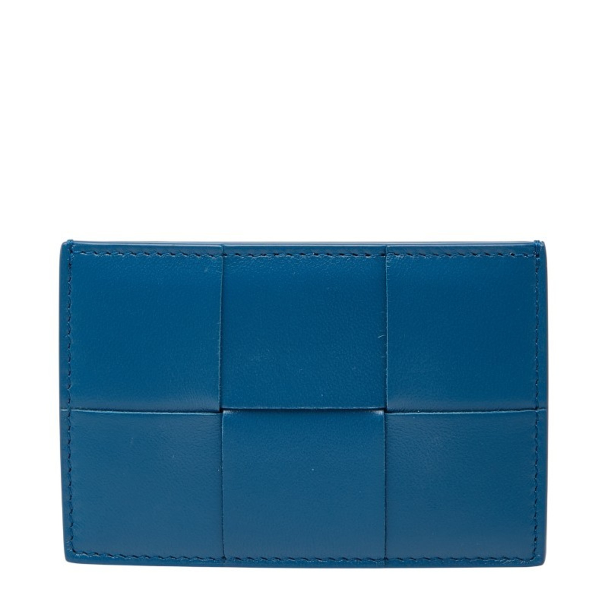 Bottega Veneta Maxi Intrecciato Business Card Case/Card Case/Pass Case in Blue Leather for Women