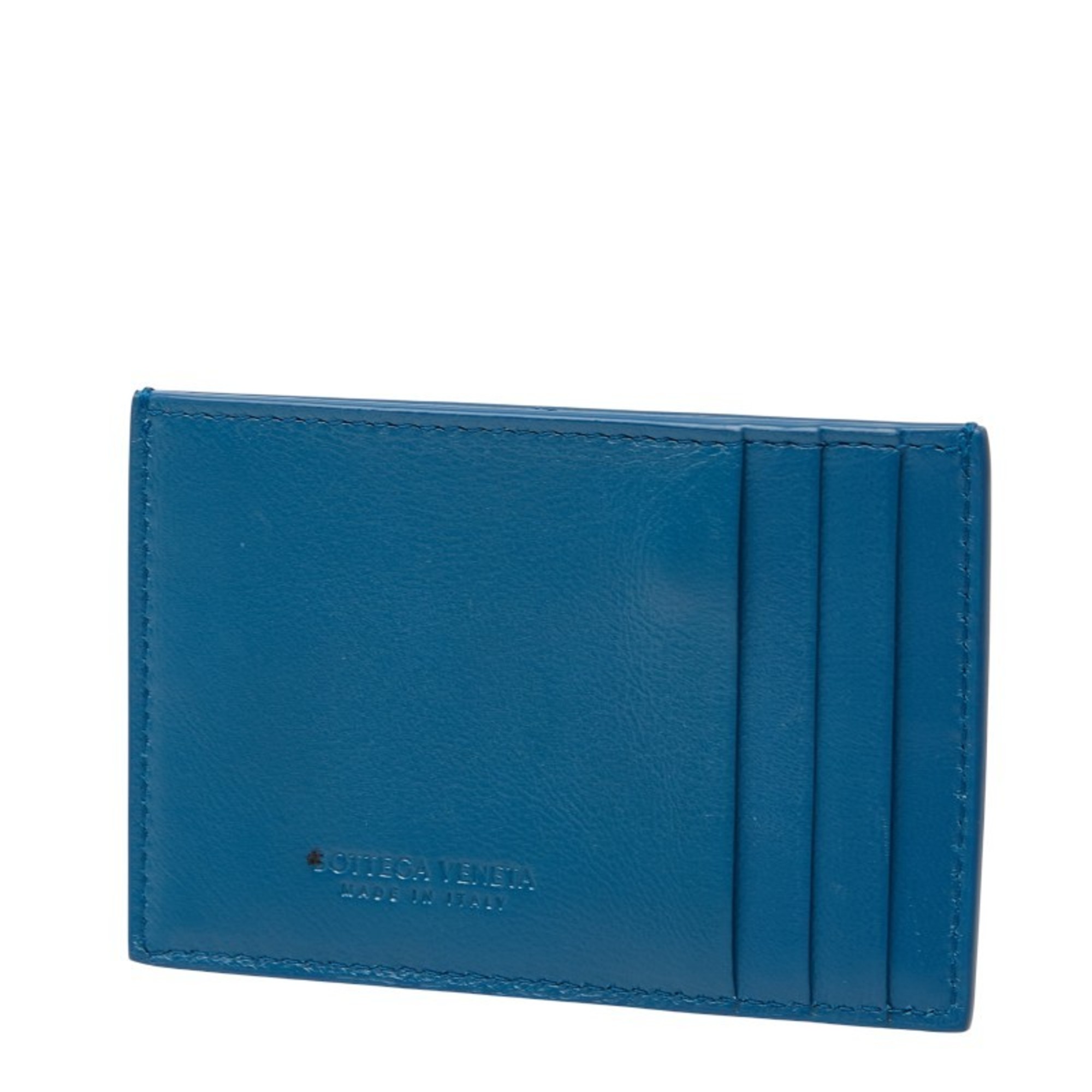 Bottega Veneta Maxi Intrecciato Business Card Case/Card Case/Pass Case in Blue Leather for Women