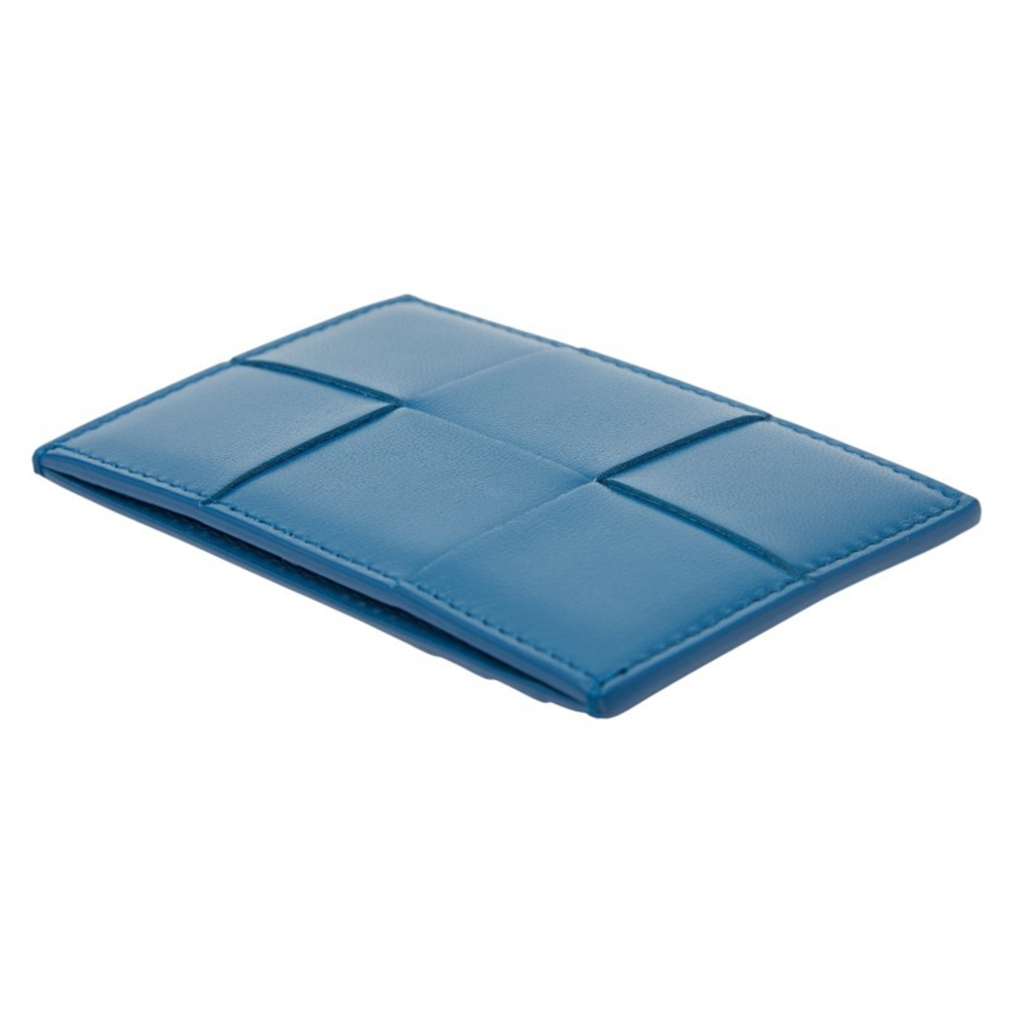 Bottega Veneta Maxi Intrecciato Business Card Case/Card Case/Pass Case in Blue Leather for Women