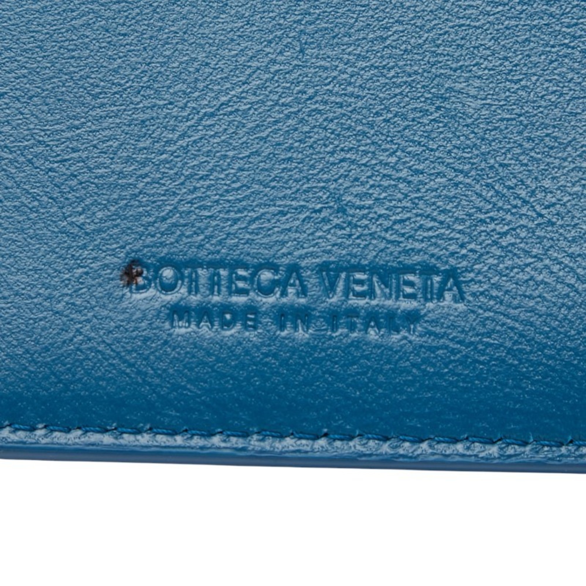 Bottega Veneta Maxi Intrecciato Business Card Case/Card Case/Pass Case in Blue Leather for Women