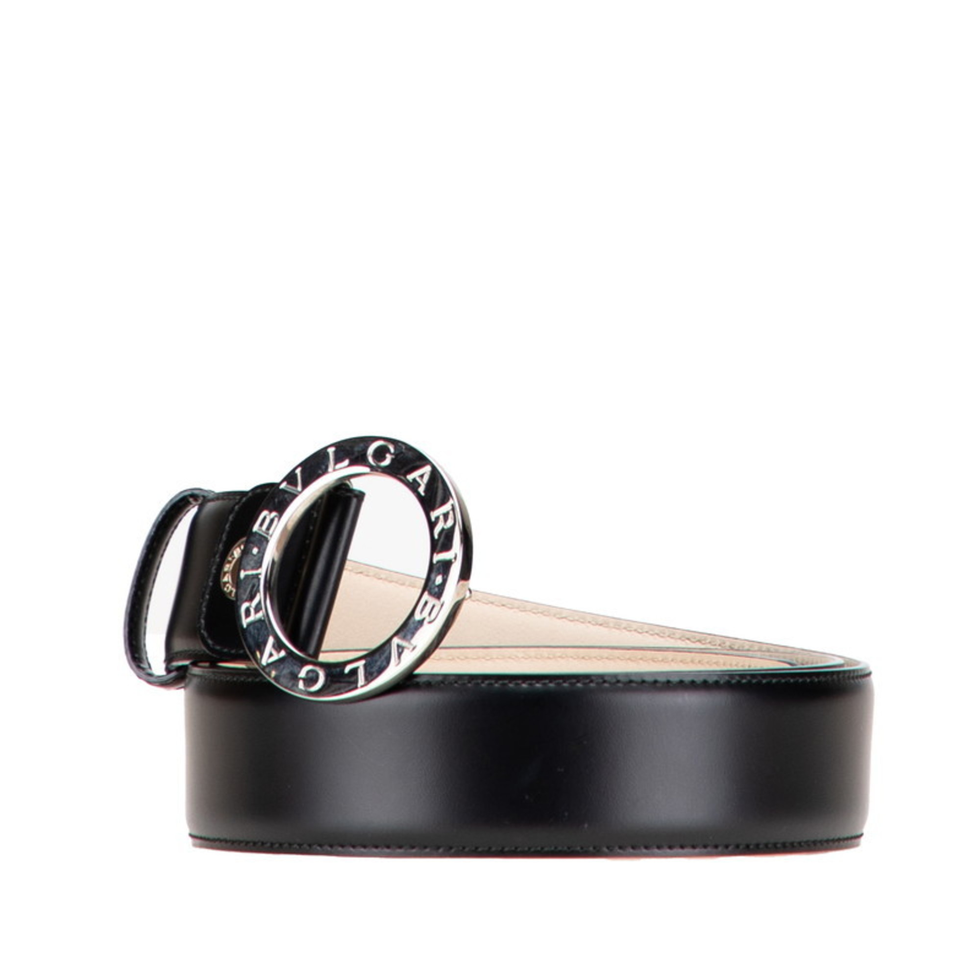 BVLGARI Belt Size: 44 110 Black Leather Women's