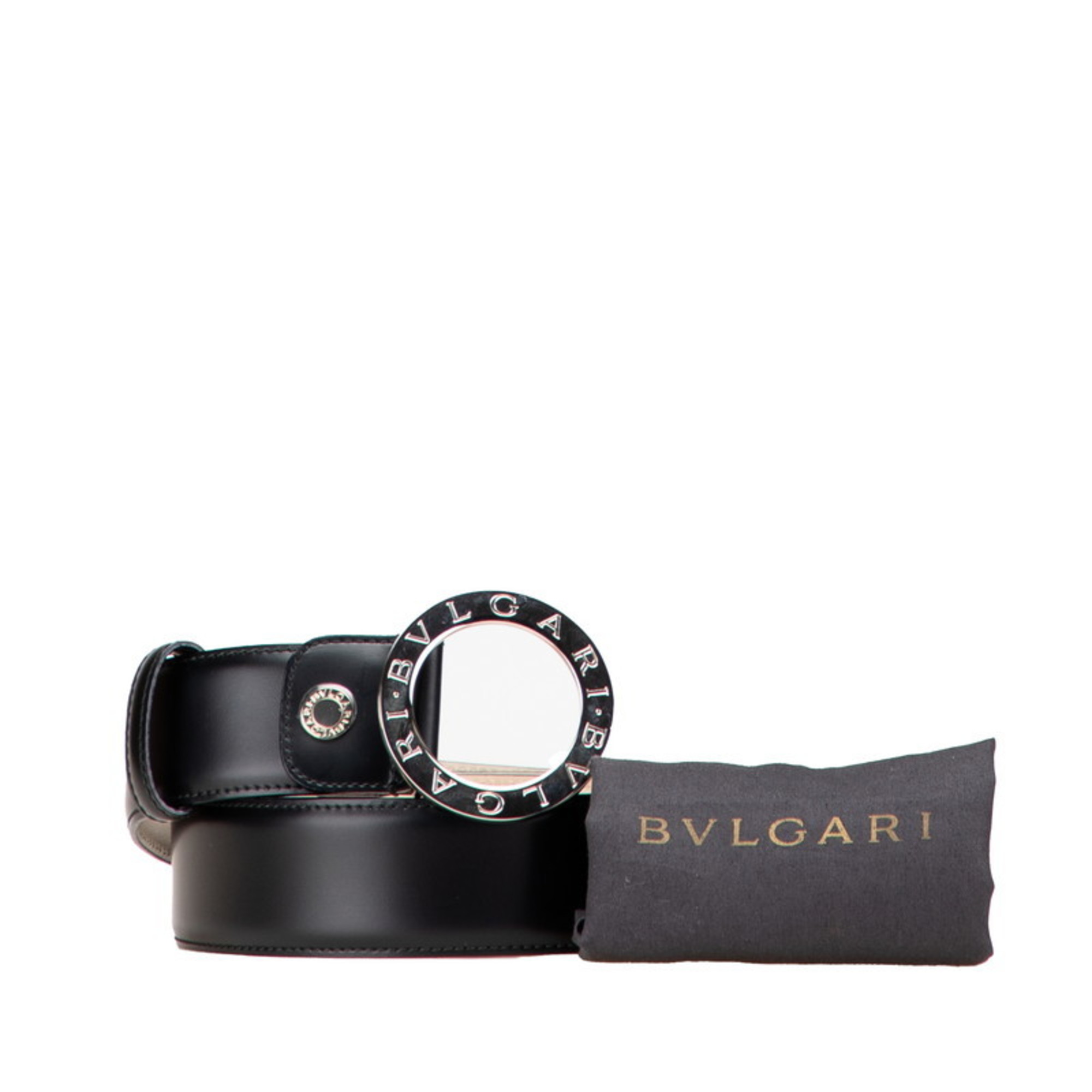 BVLGARI Belt Size: 44 110 Black Leather Women's