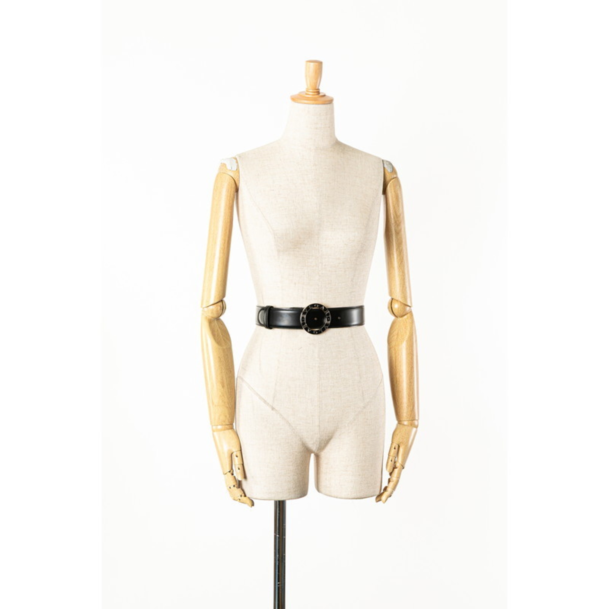 BVLGARI Belt Size: 44 110 Black Leather Women's