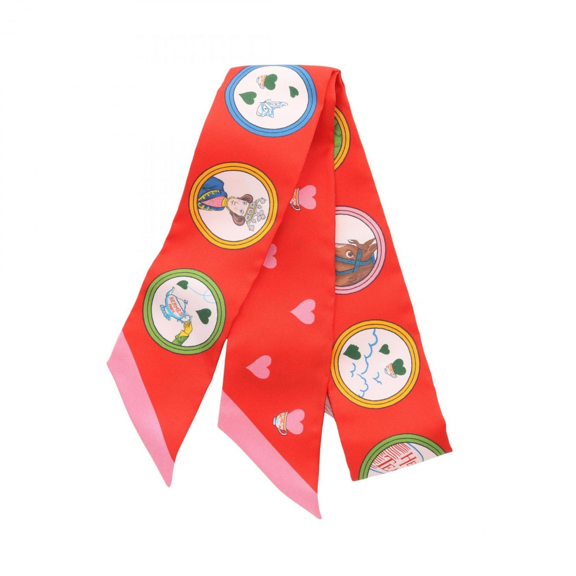 Hermes Twilly Tea Time Scarf Silk Women’s Red Multicolor