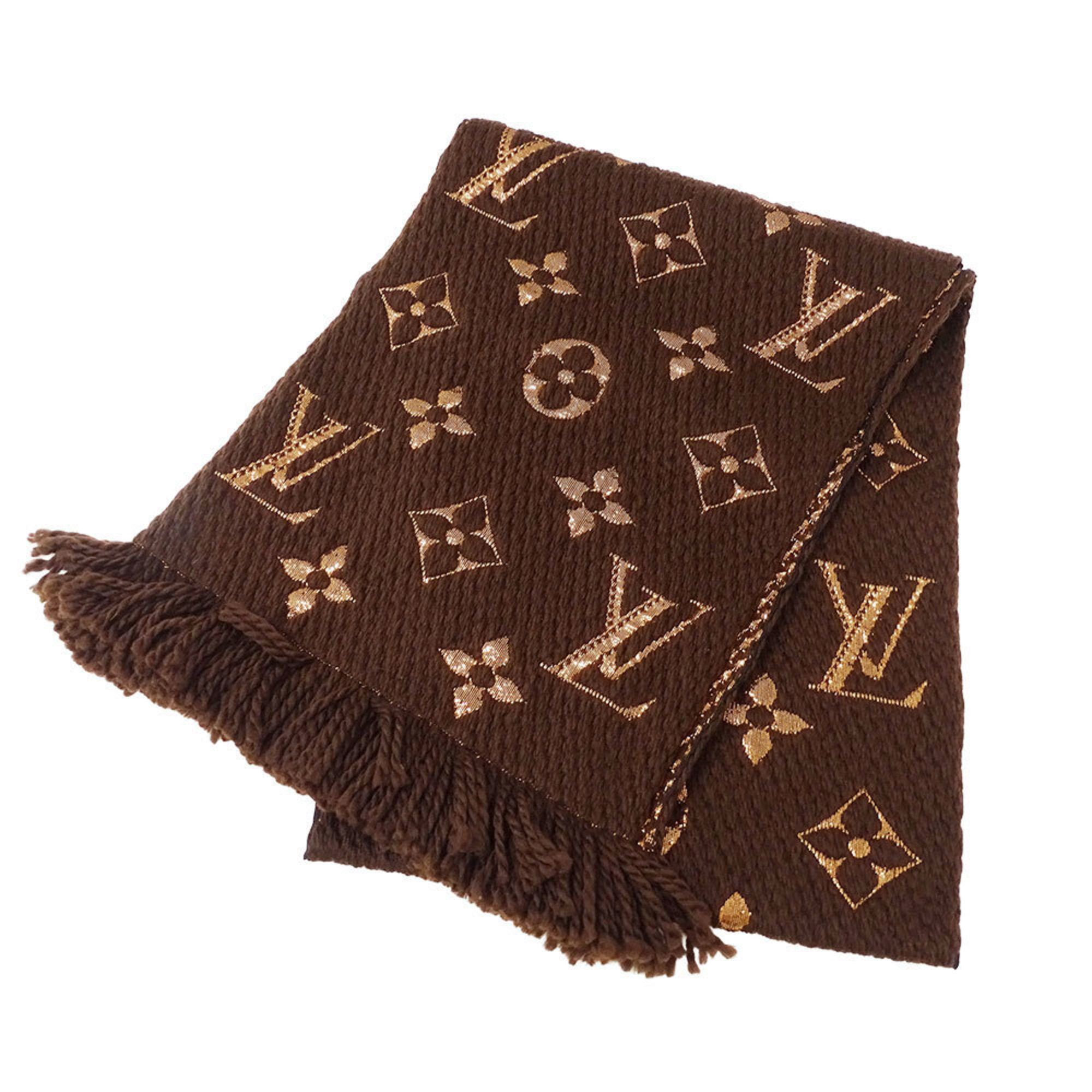 Louis Vuitton Women’s Monogram Wool Scarf, Echarpe Logomania Shine, Maroon Brown, M71383, Autumn/Winter, Perfect for Cold Weather