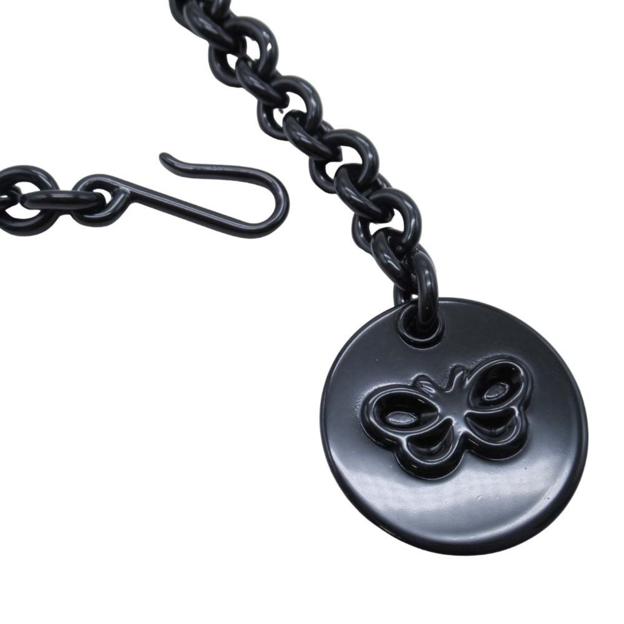BOTTEGA VENETA Bottega Veneta metal chain belt with logo, papillon, and coin motif in black for men women.