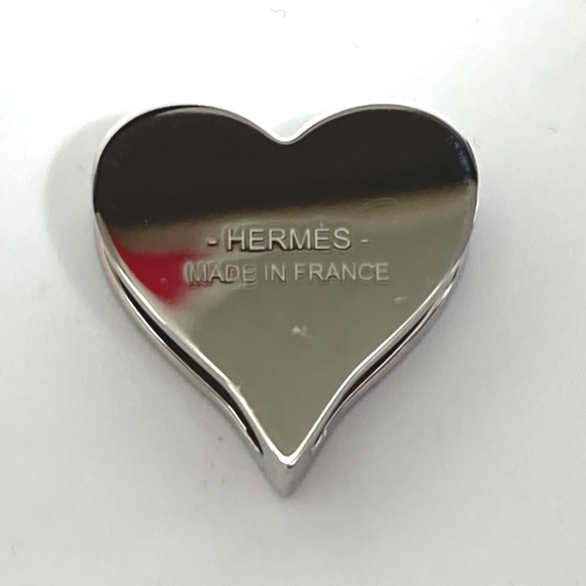 HERMES Heart Motif Tea Time Twilly Scarf Ring, Metal, Women's, Red, Like New