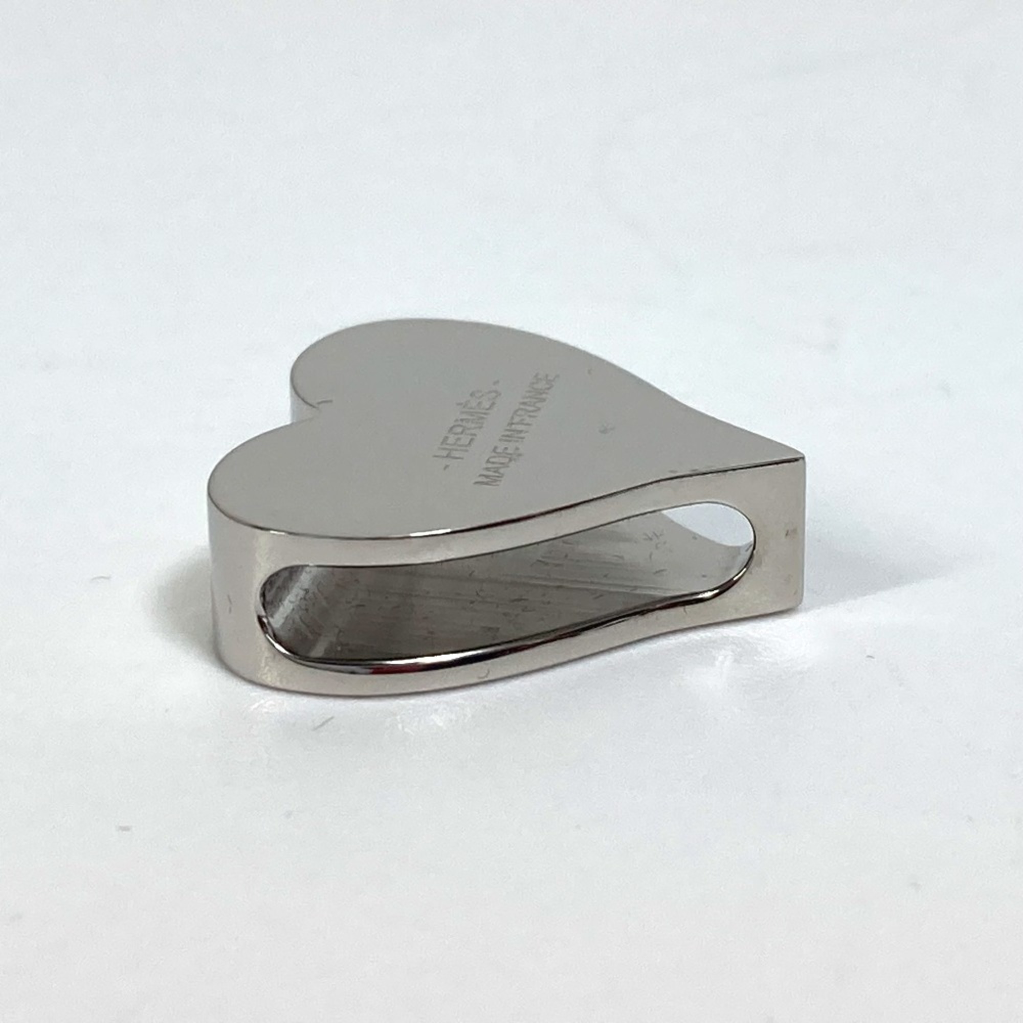 HERMES Heart Motif Tea Time Twilly Scarf Ring, Metal, Women's, Red, Like New