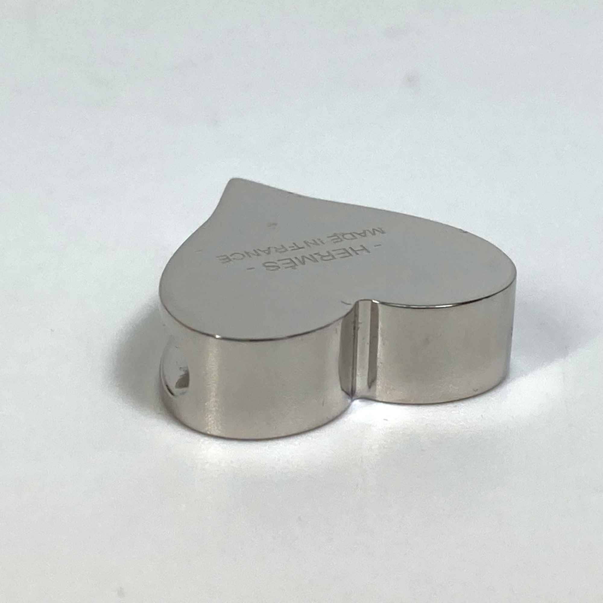 HERMES Heart Motif Tea Time Twilly Scarf Ring, Metal, Women's, Red, Like New