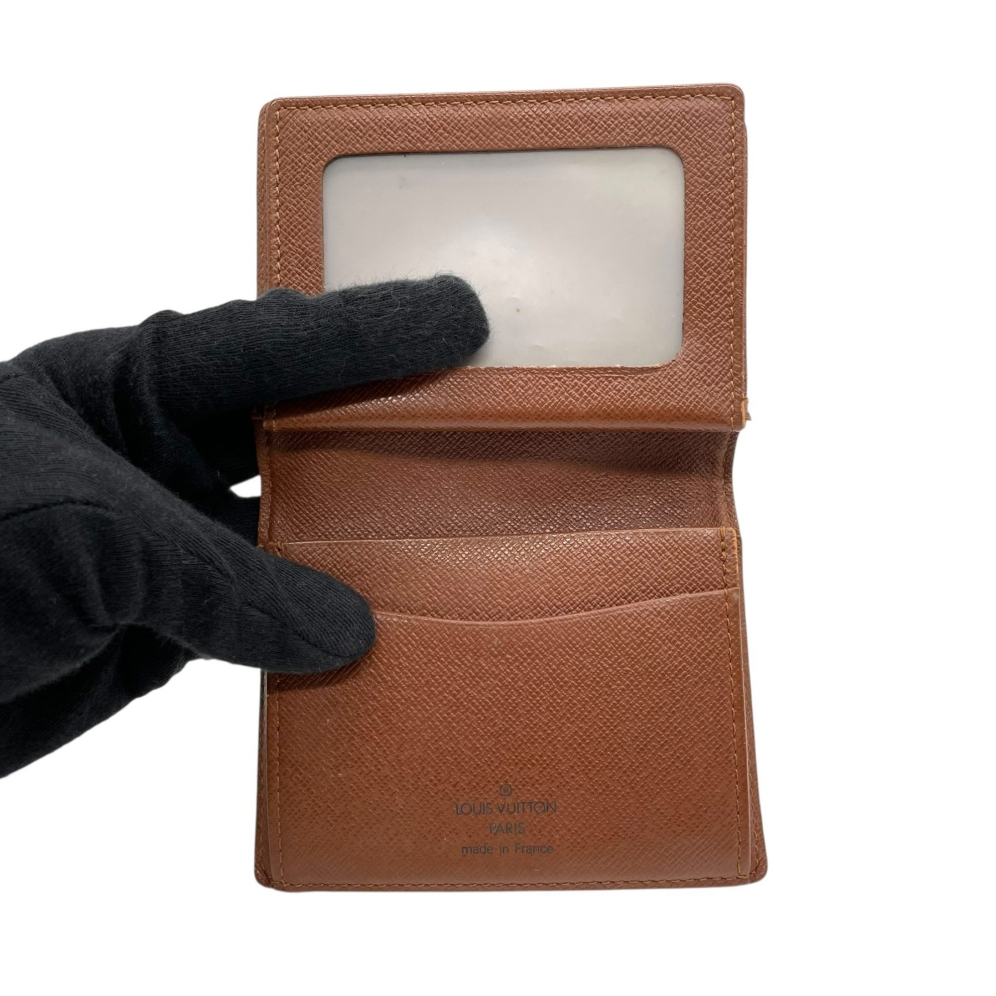 Louis Vuitton Japan Sangapur M60530 Monogram Bifold Business Card Case/Card Case/Pass Case Leather with Gold Hardware Men's and Women's M5