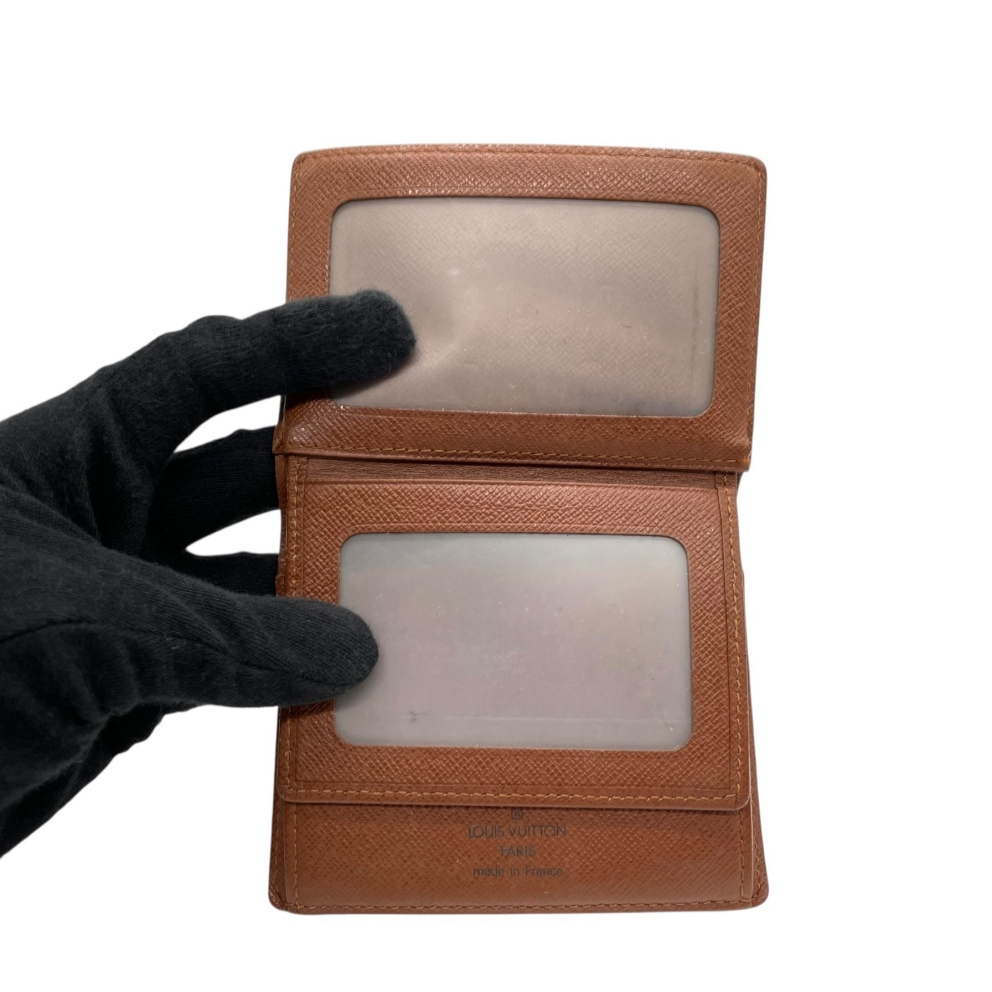 Louis Vuitton Japan Sangapur M60530 Monogram Bifold Business Card Case/Card Case/Pass Case Leather with Gold Hardware Men's and Women's M5