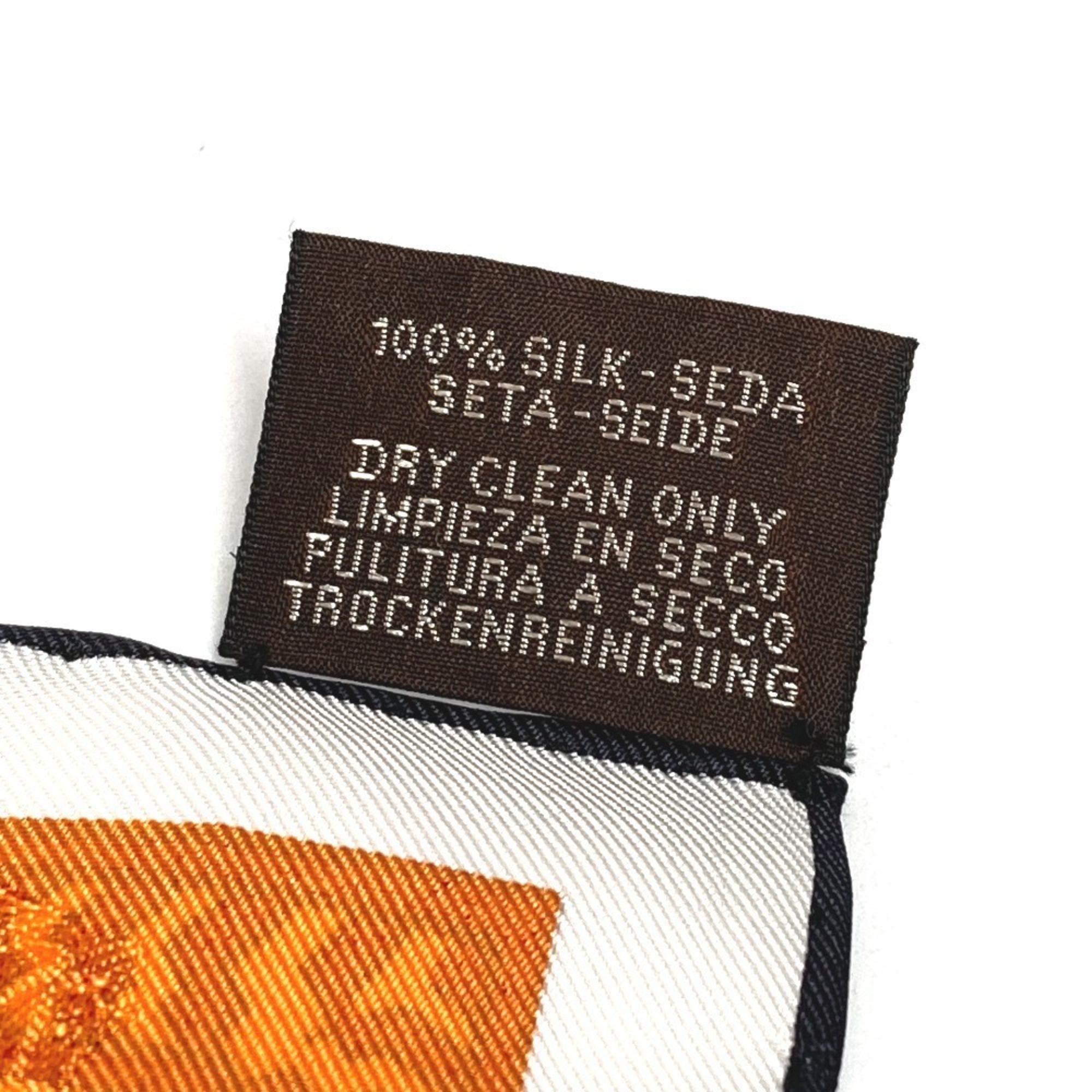 HERMES Carré 90, Quadrige galon quadri au bloc, silk scarf, women's, orange