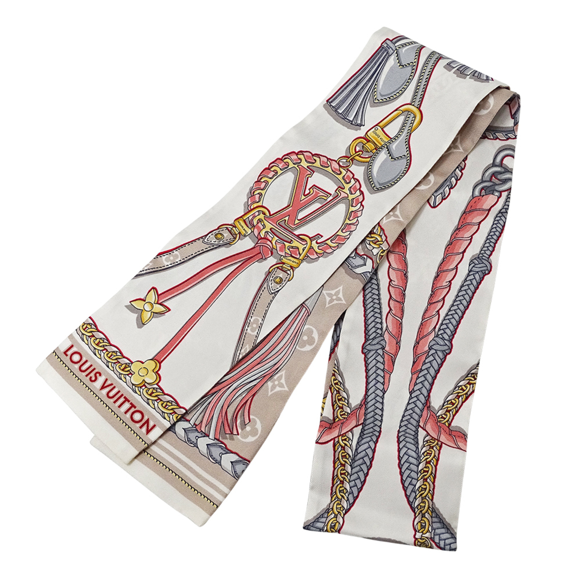 Louis Vuitton Women’s Silk Bandeau Scarf, Mix and Strap, Beige, M77698