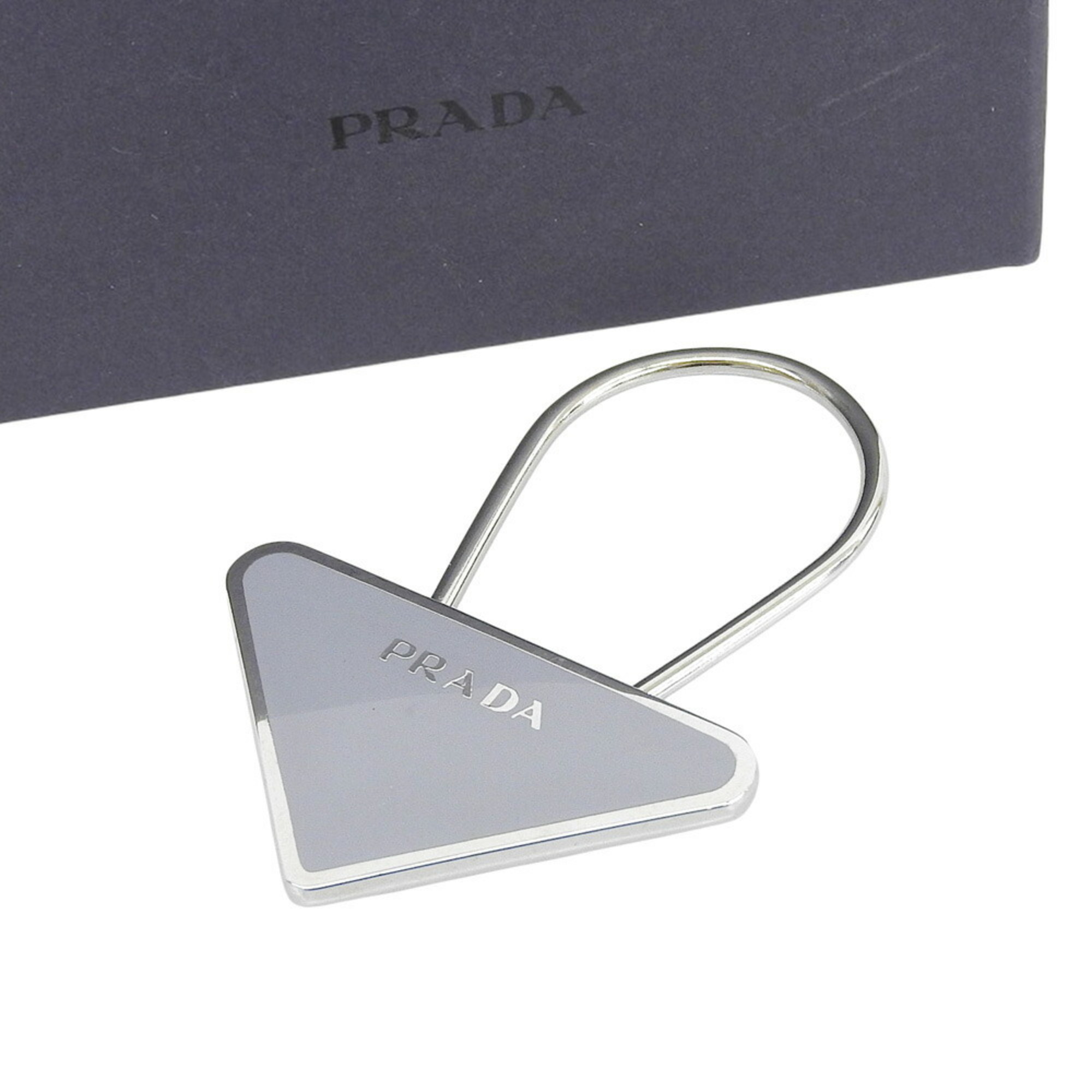 Prada Triangle Key Ring Keychain M713 Charm Gray