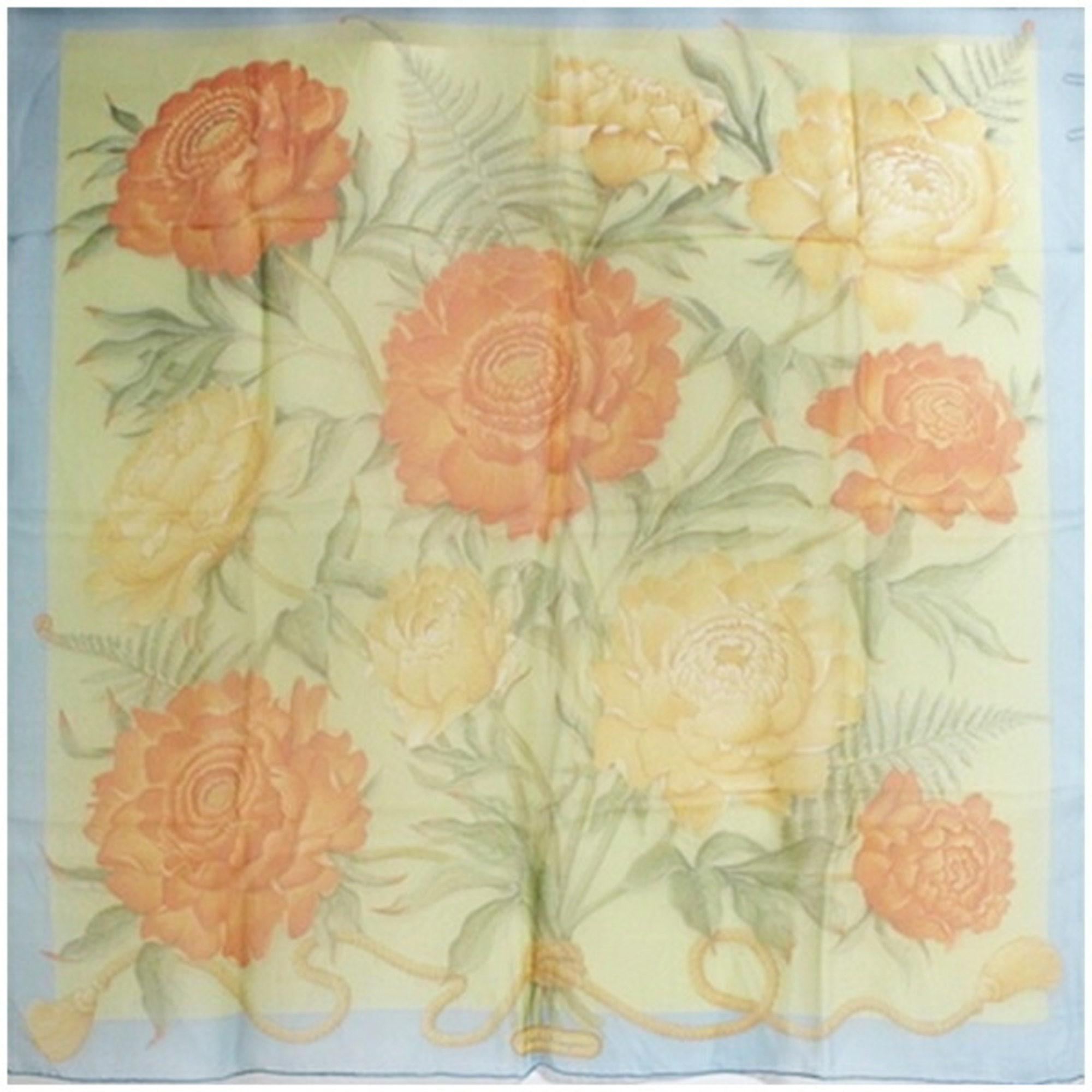 Salvatore Ferragamo Silk Chiffon Scarf, Unused, Yellow x Light Blue, Women’s