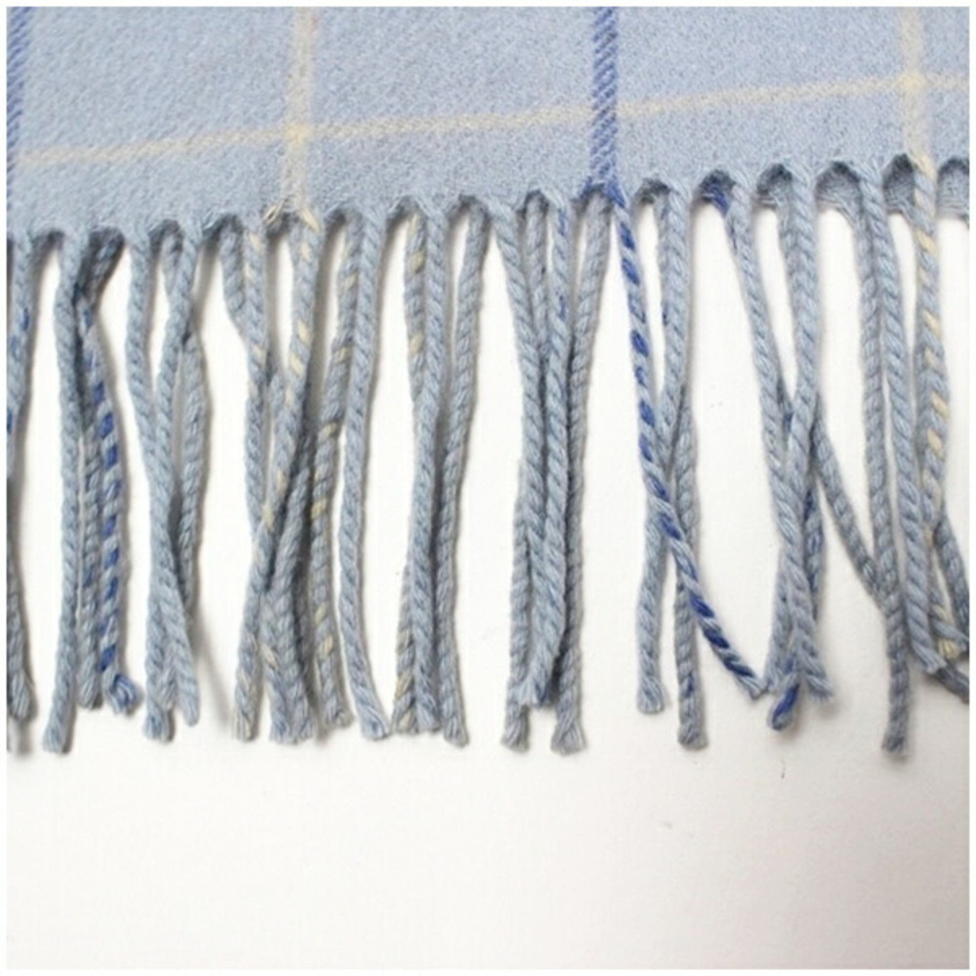 Burberry Cashmere Scarf, Light Blue with Check, 162 x 29 cm, for Men and Women