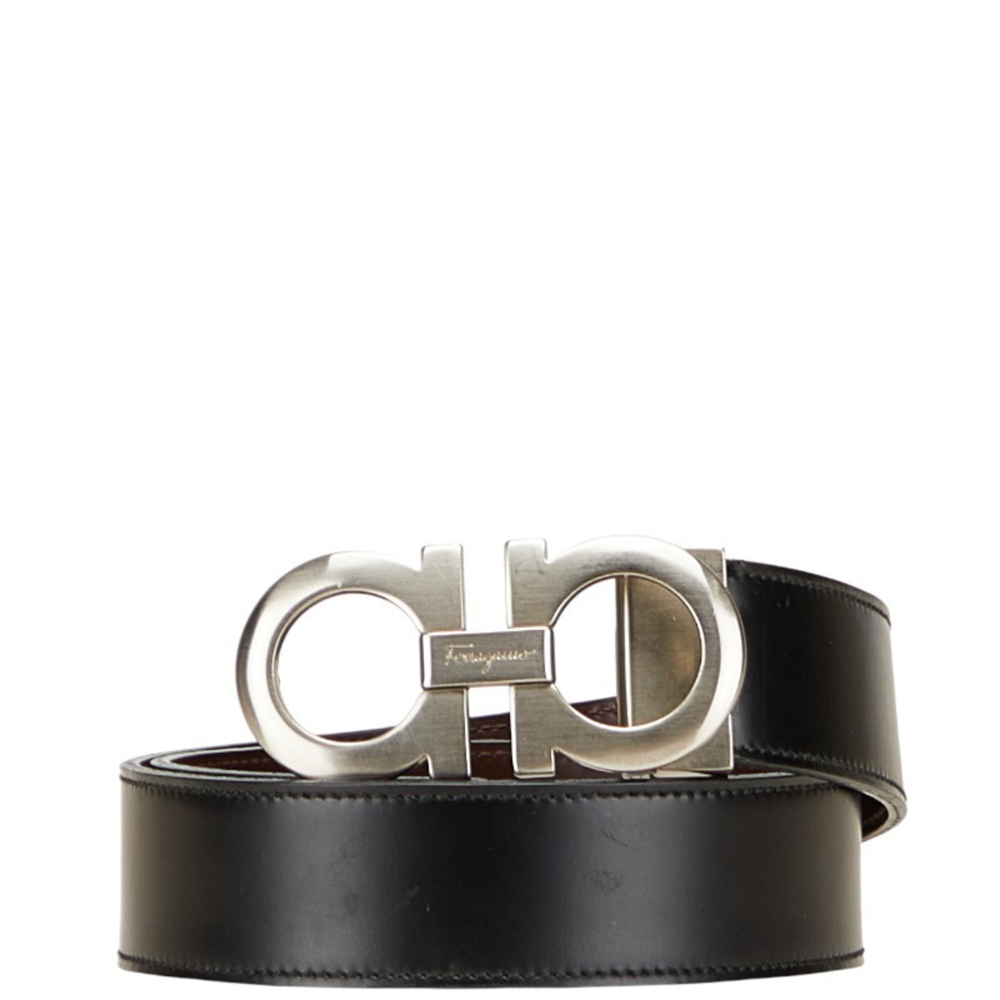 Salvatore Ferragamo Gancini Belt in Black and Brown Leather for Women
