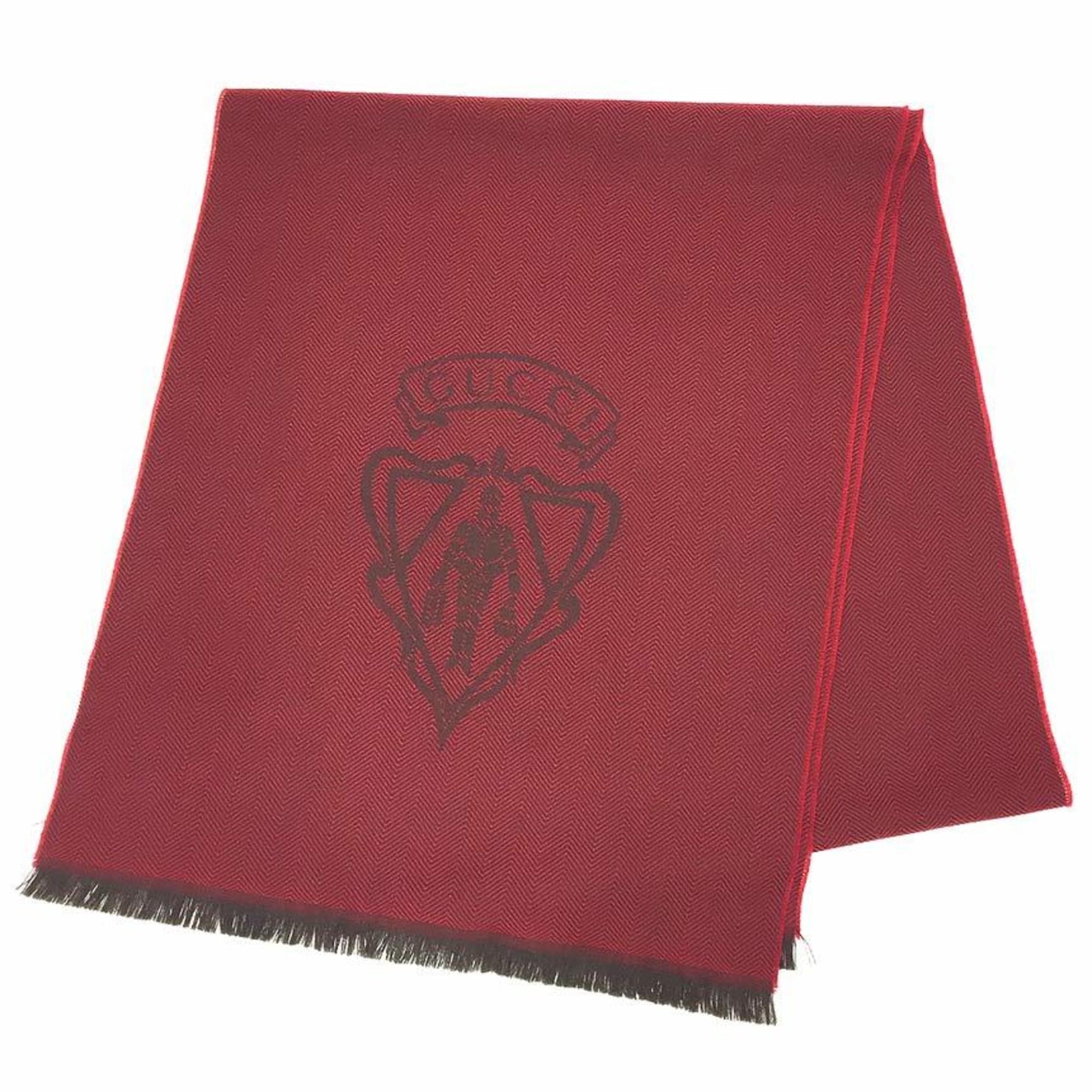 GUCCI Gucci scarf Crest Herringbone pattern Wool Bordeaux Red Men’s Women’s Unisex aq9951 10006900