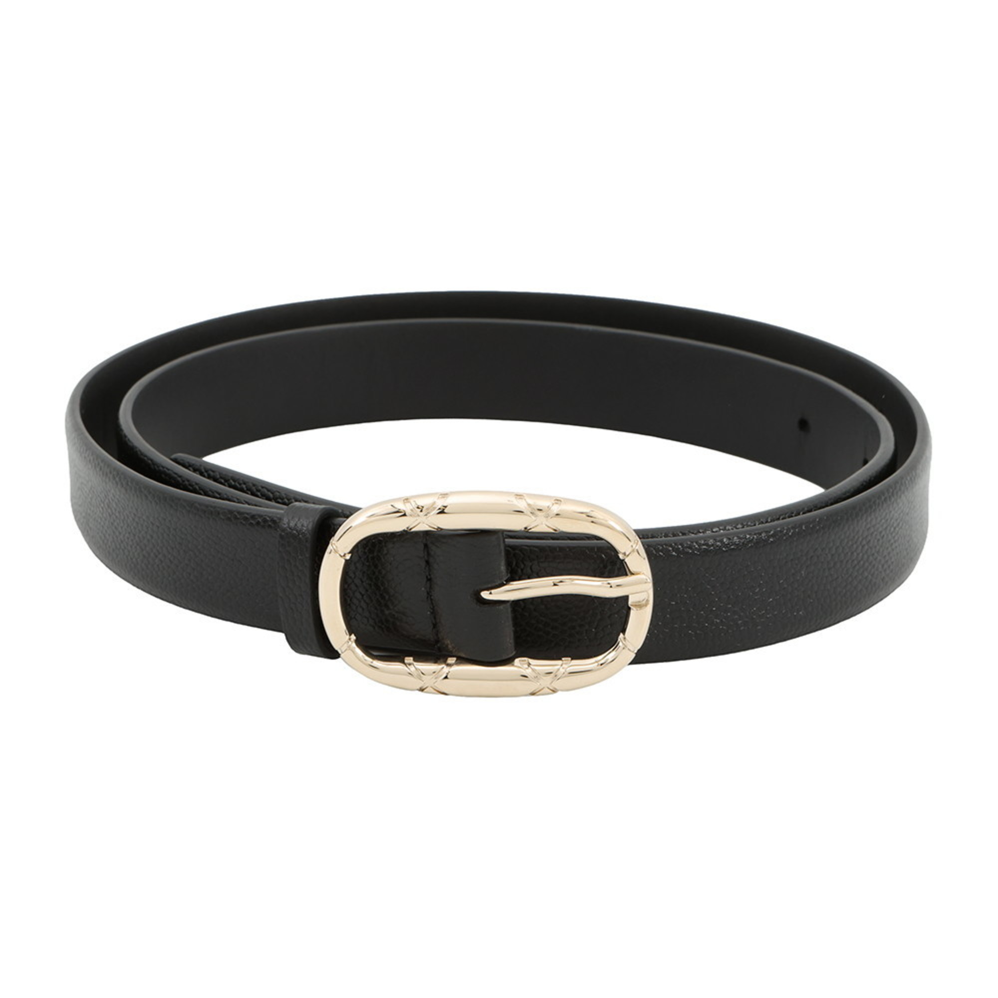 Chanel Coco Mark Leather Belt, Women’s Size 80, Bust 25, A, AAB177, Black