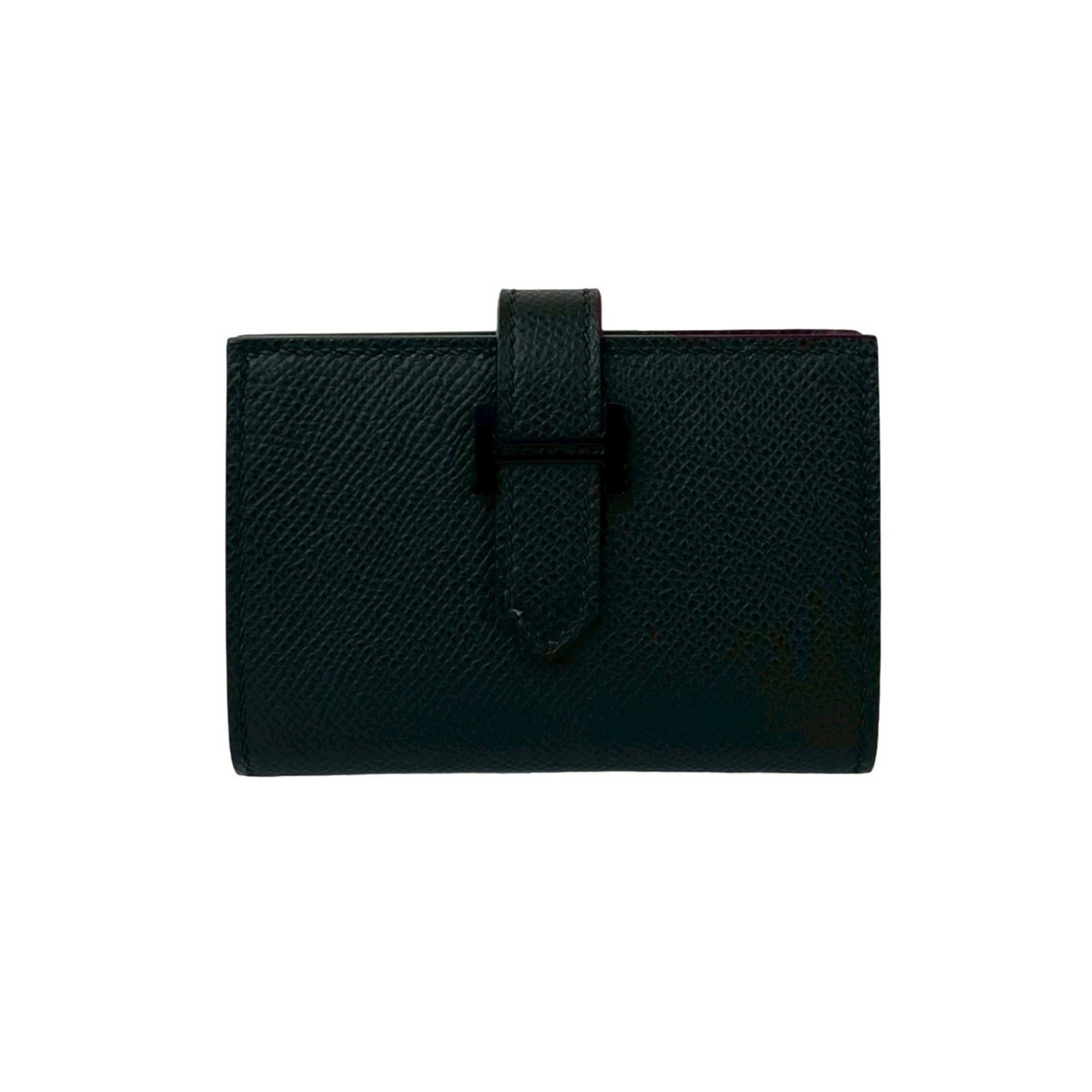 Unused, stored item with W markings. HERMES Bearn card case, monochrome, Epsom leather, business holder, pass black, 20412.