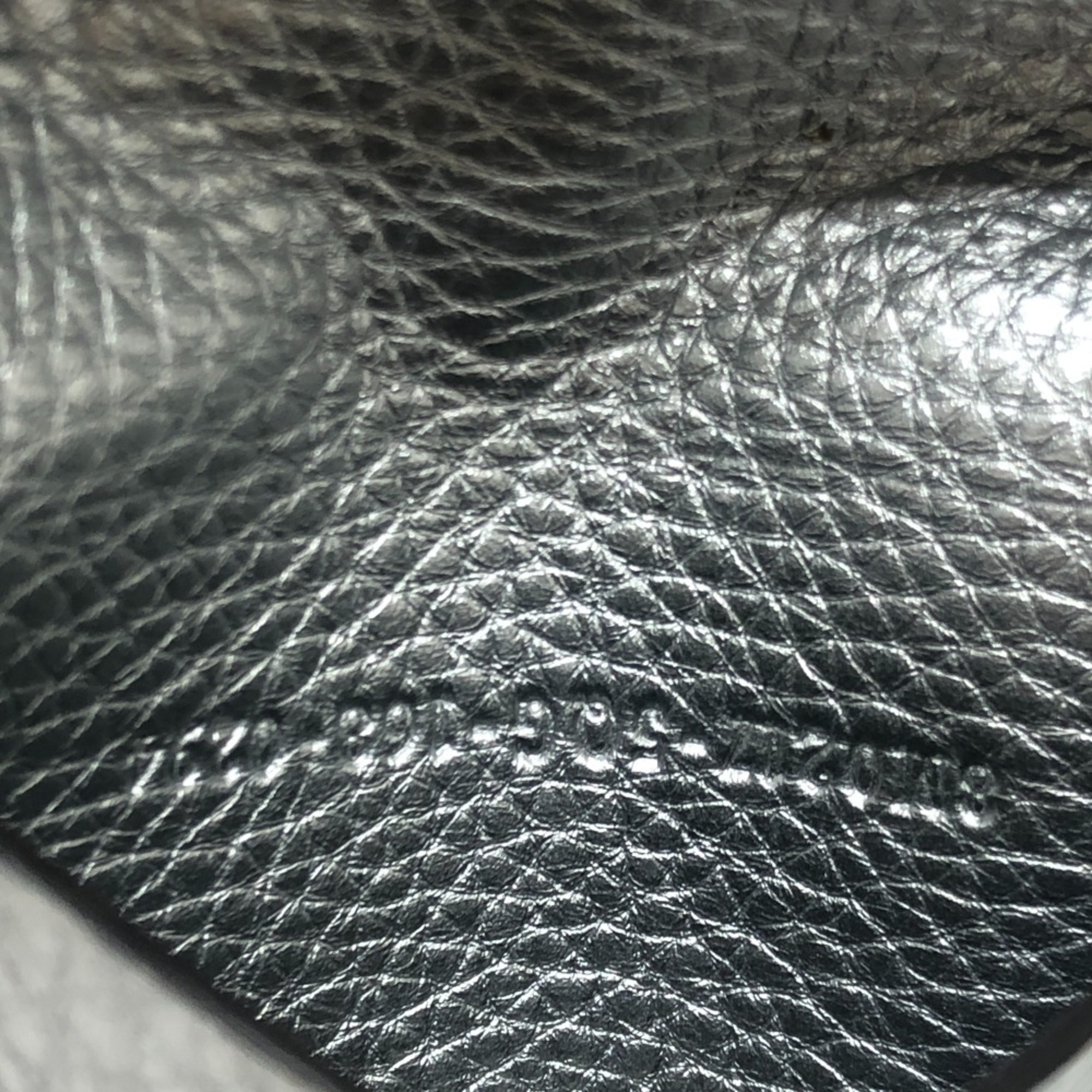 FENDI Selleria Bifold Business Card Case with Stitching, Leather, Silver, for Women