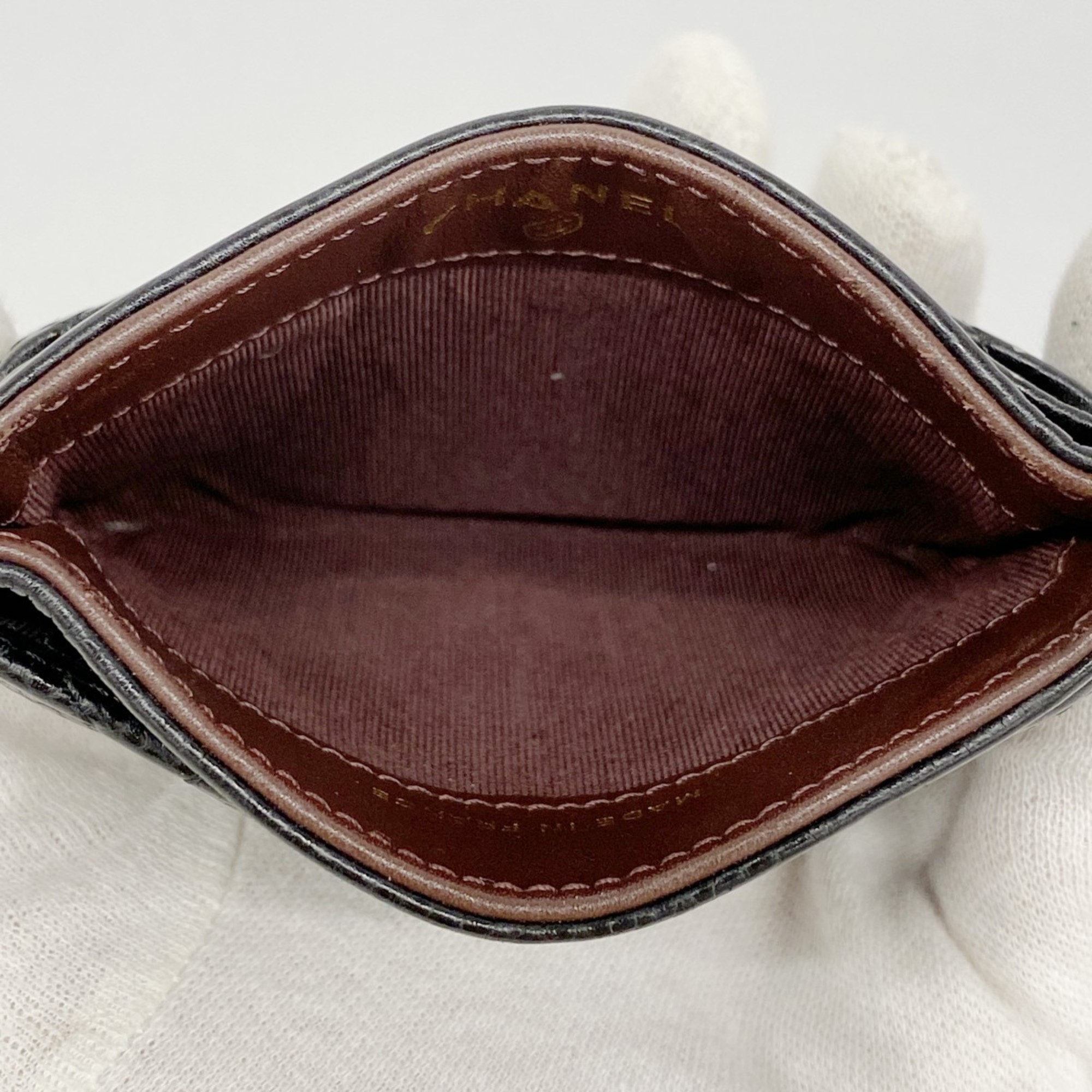 Chanel Matelasse Business Card Case in Caviar Leather, Black, Women's