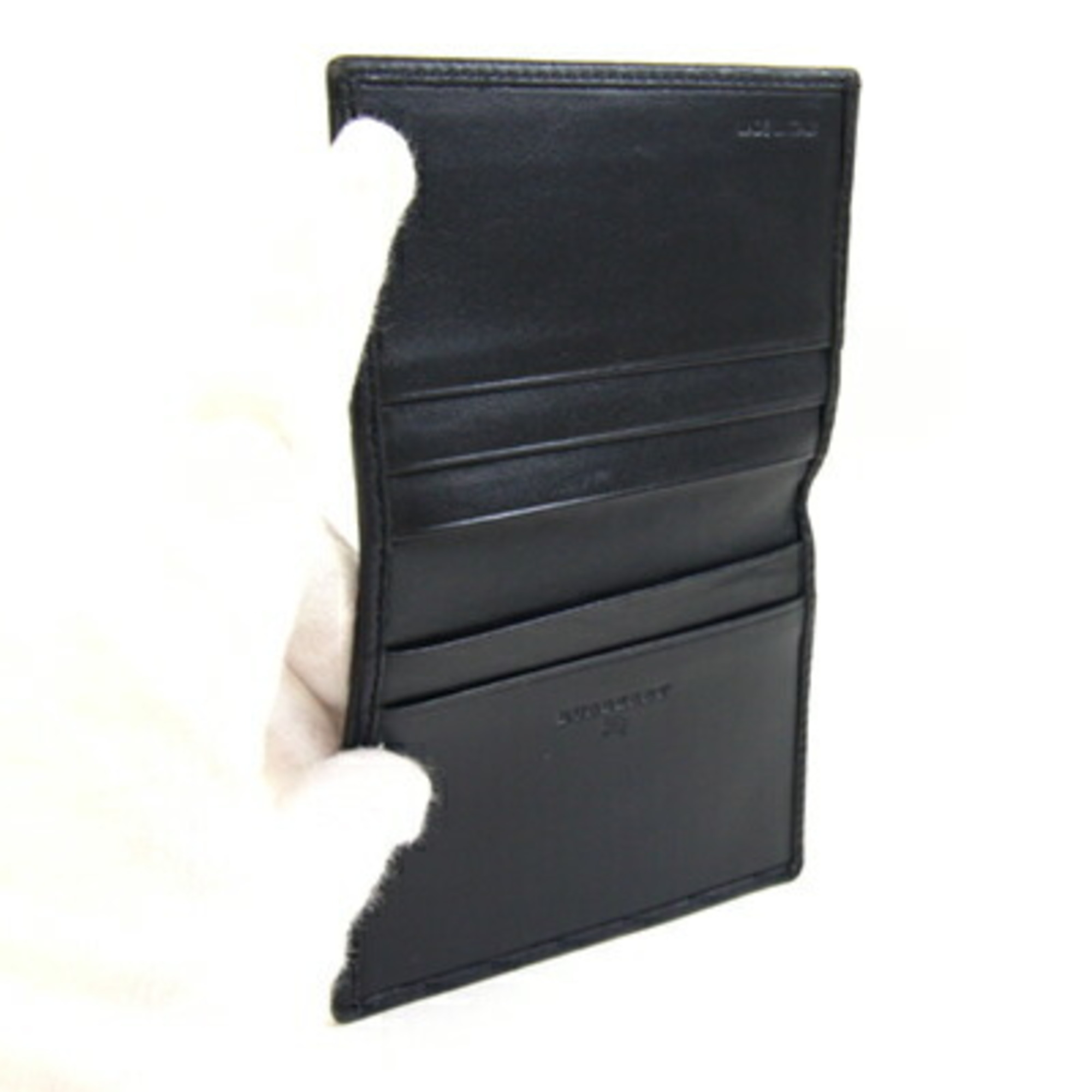 Burberry Card Case 1169738 Black Leather Check Men's BURBERRY