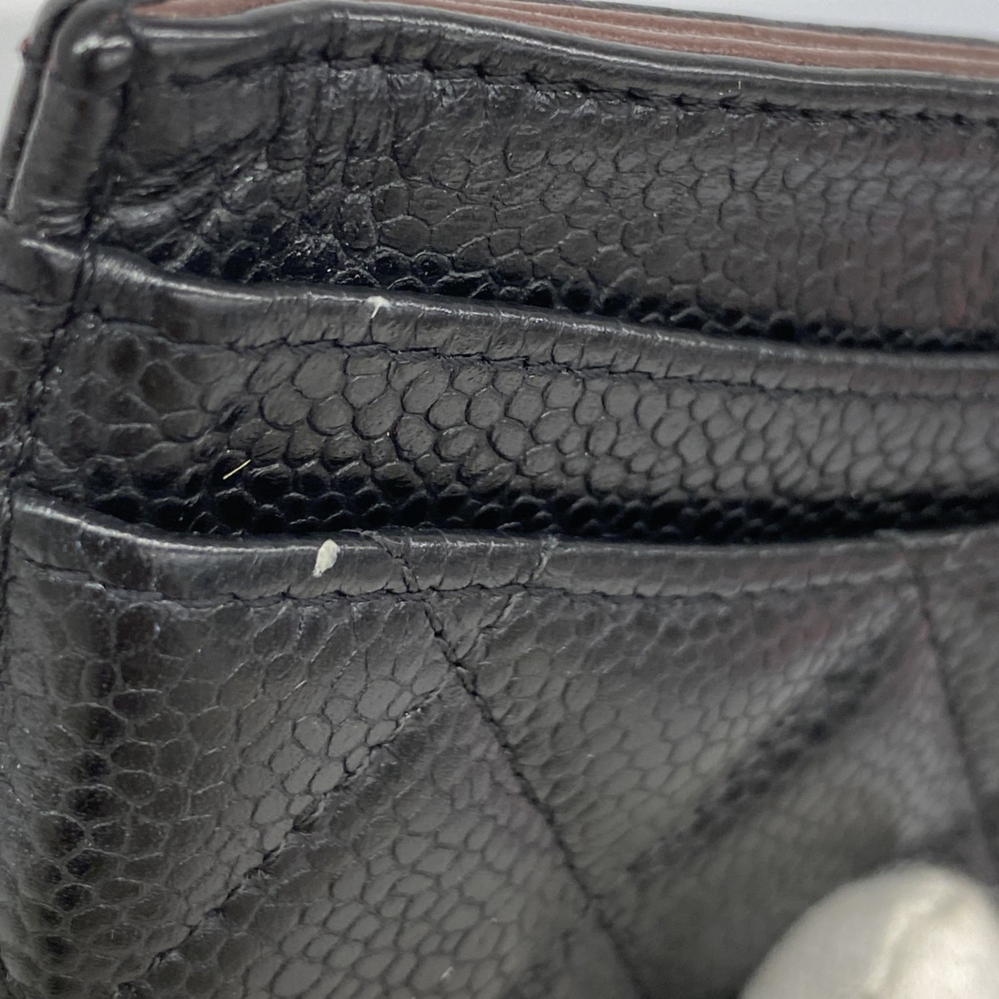 Chanel Matelasse Business Card Case in Caviar Leather, Black, Women's