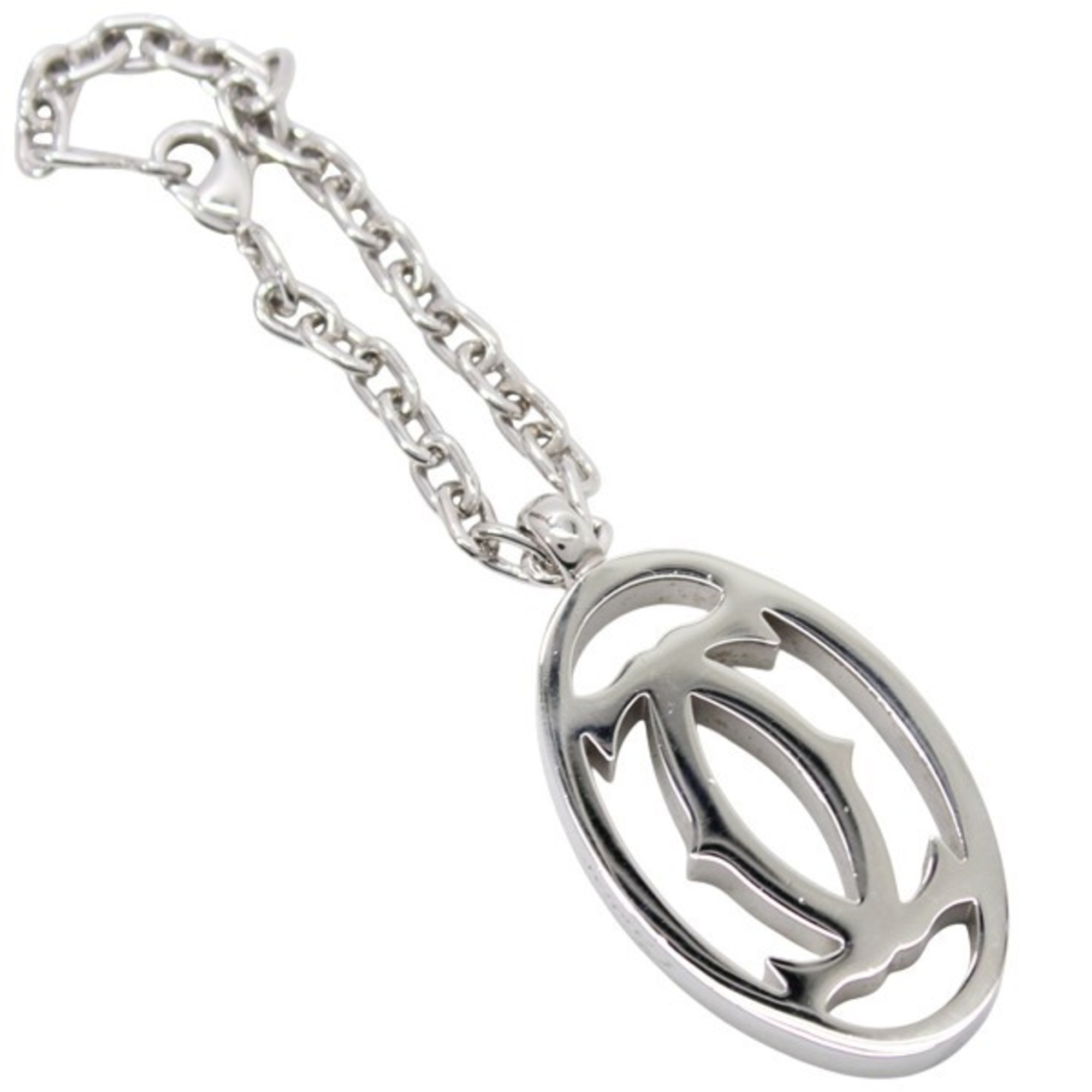 Cartier 2C Key Ring, Silver, Men’s/Women’s, Double C Keychain, T3039
