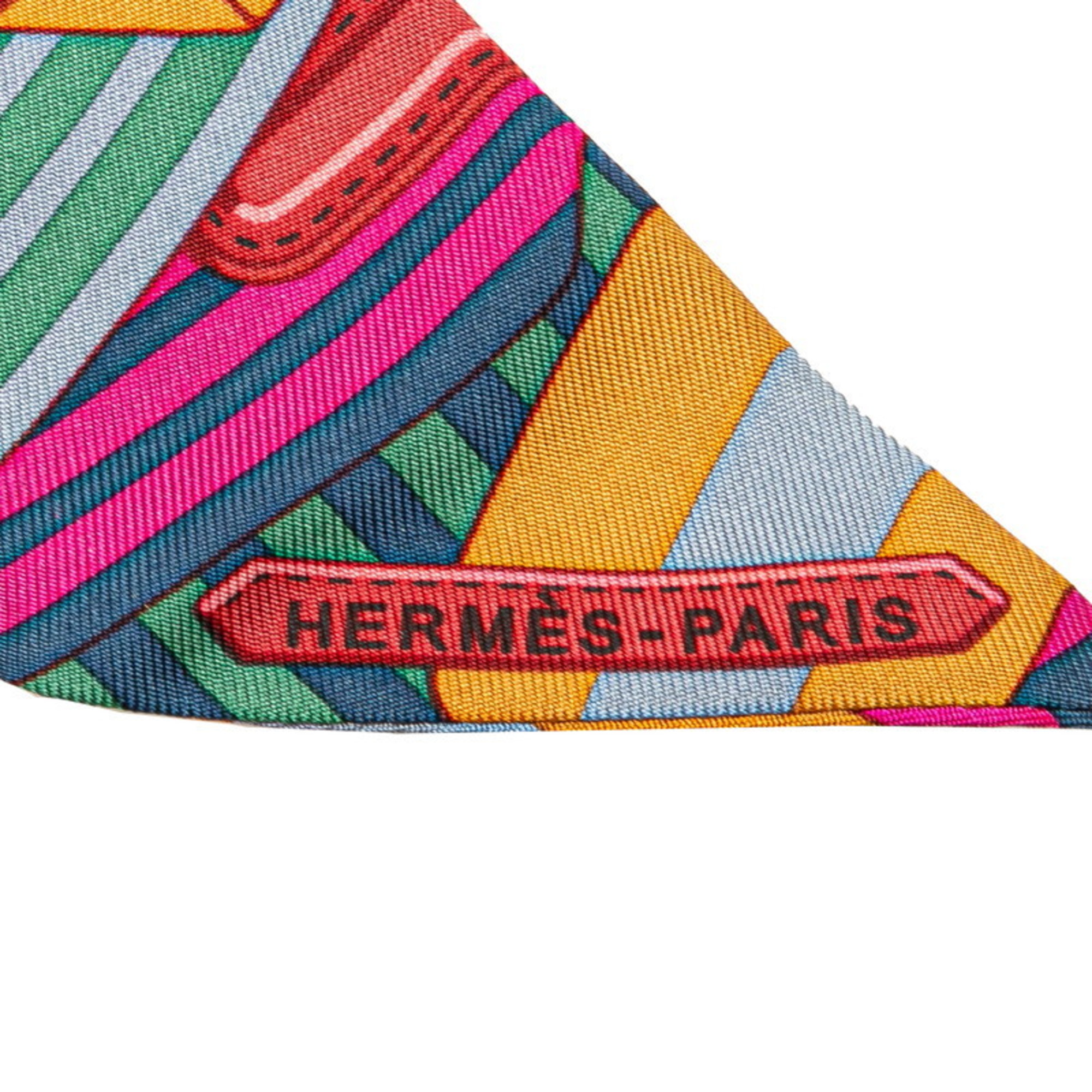 Hermès Twilly SANGLES Scarf, Blue, Pink, Multicolor, Silk, Women's, HERMES