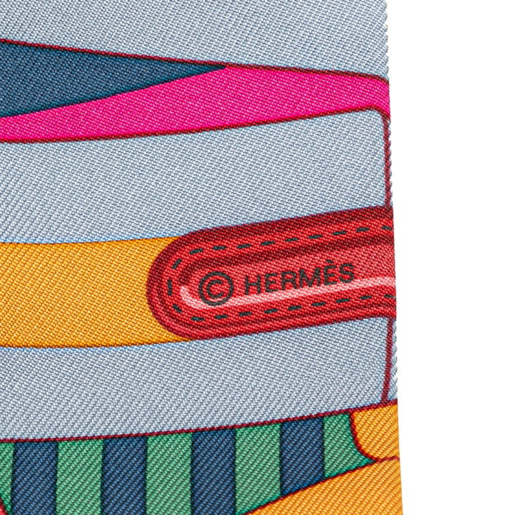 Hermès Twilly SANGLES Scarf, Blue, Pink, Multicolor, Silk, Women's, HERMES