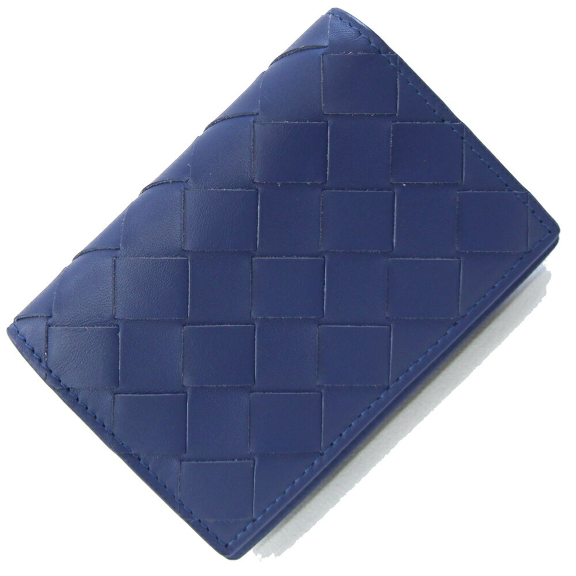 Bottega Veneta Intrecciato Business Card Case 605720 Blue Leather Case/Pass for Men