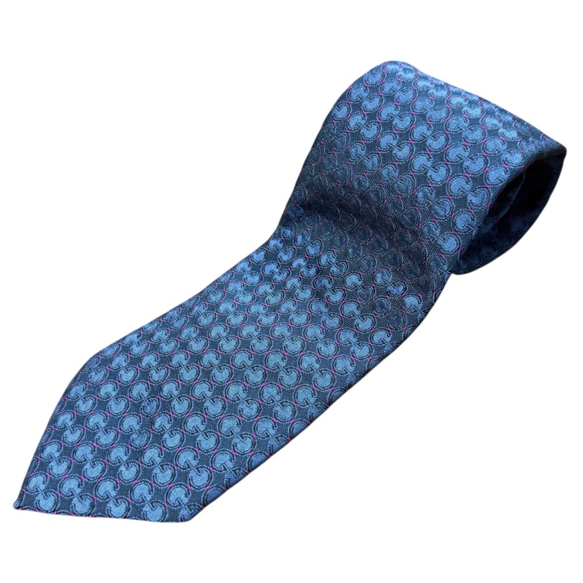 GUCCI Interlocking G Silk Tie, Navy, Men’s