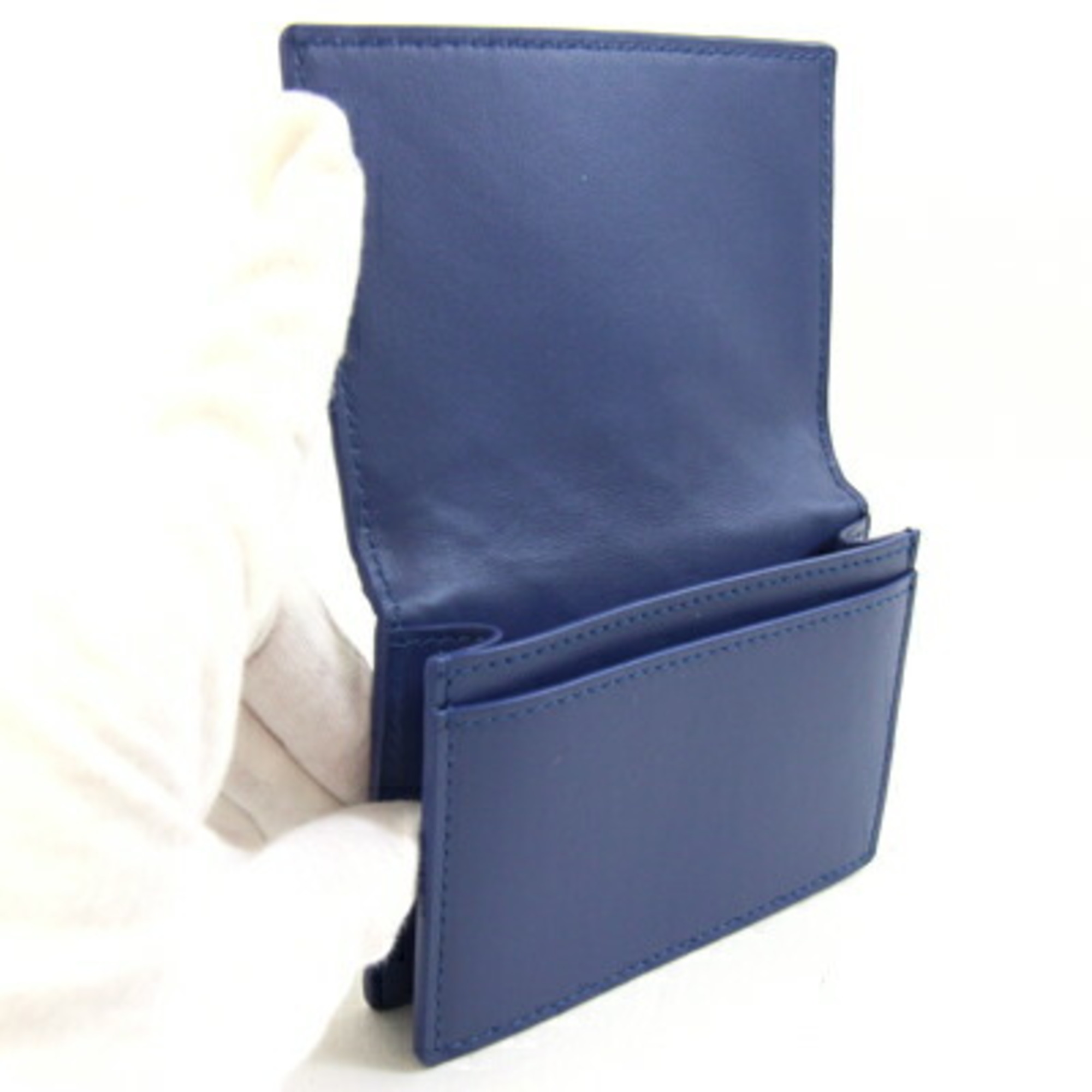 Bottega Veneta Intrecciato Business Card Case 605720 Blue Leather Case/Pass for Men