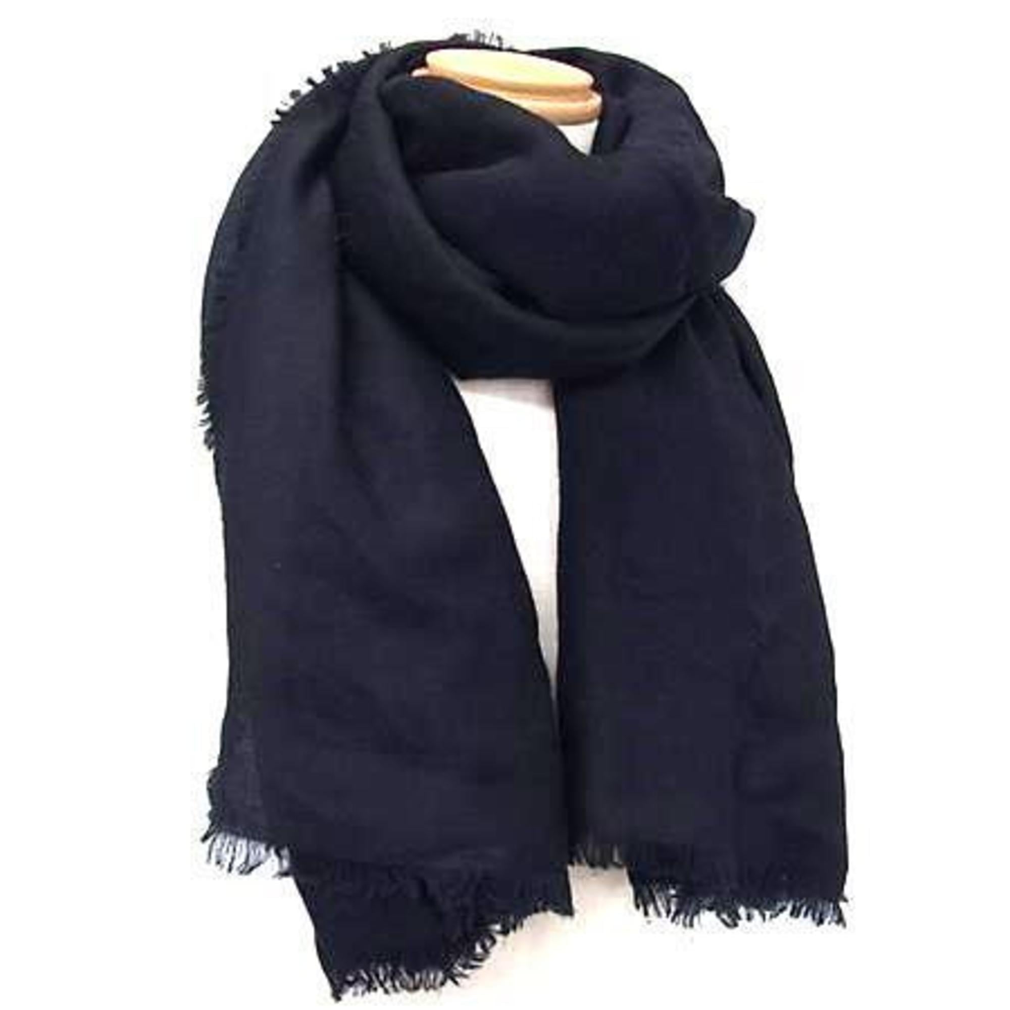 LOEWE Anagram Stole, Navy, 62% Wool, 28% Silk, 10% Cashmere, Women’s