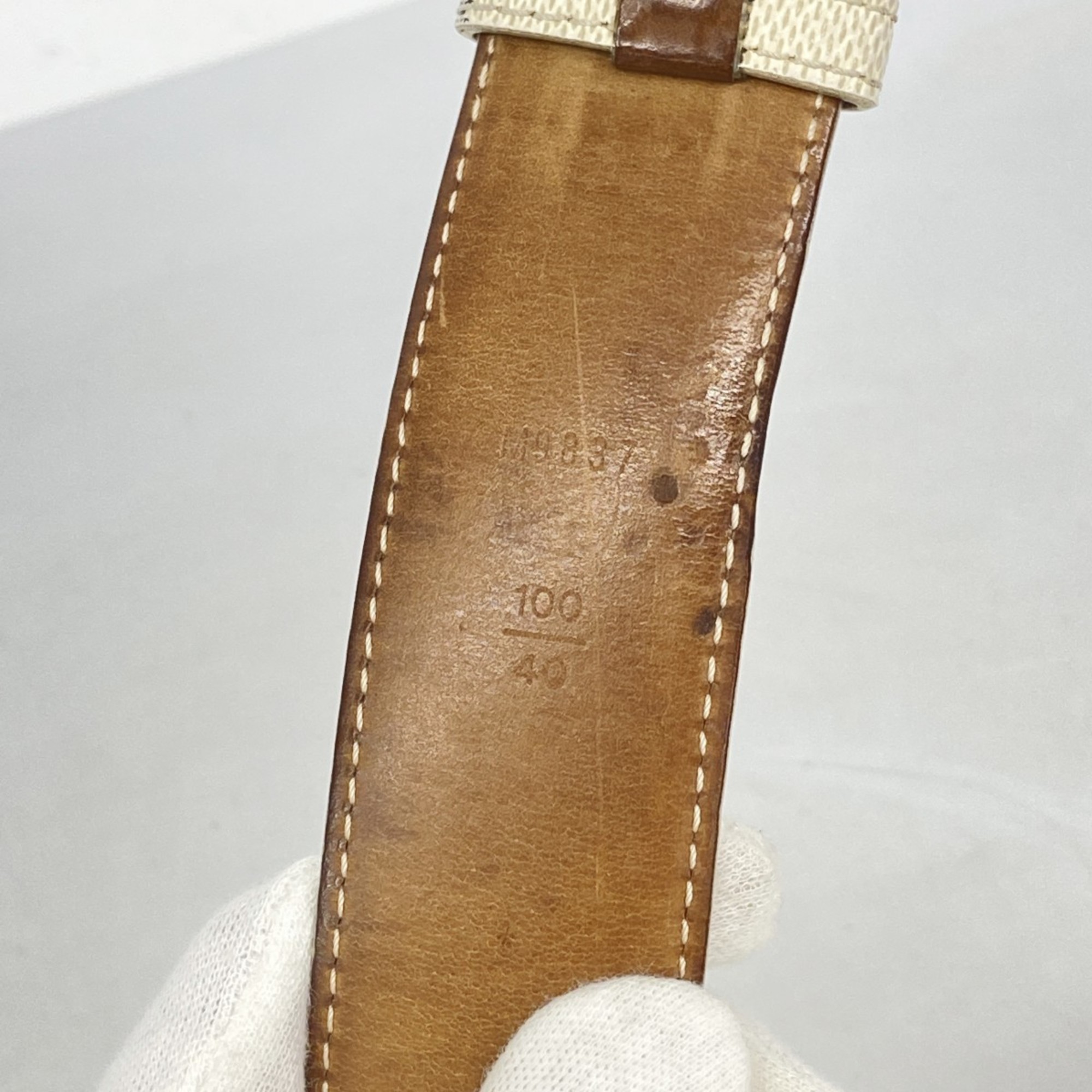 Louis Vuitton Damier Azur Santur Voyage Belt M9837U White Women's