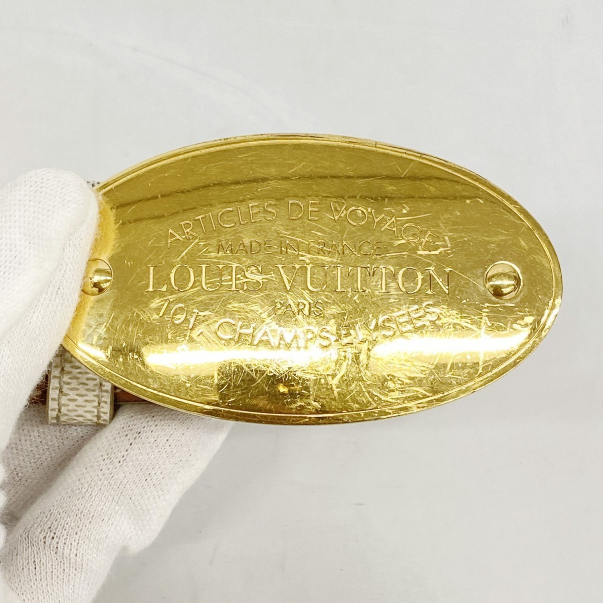 Louis Vuitton Damier Azur Santur Voyage Belt M9837U White Women's