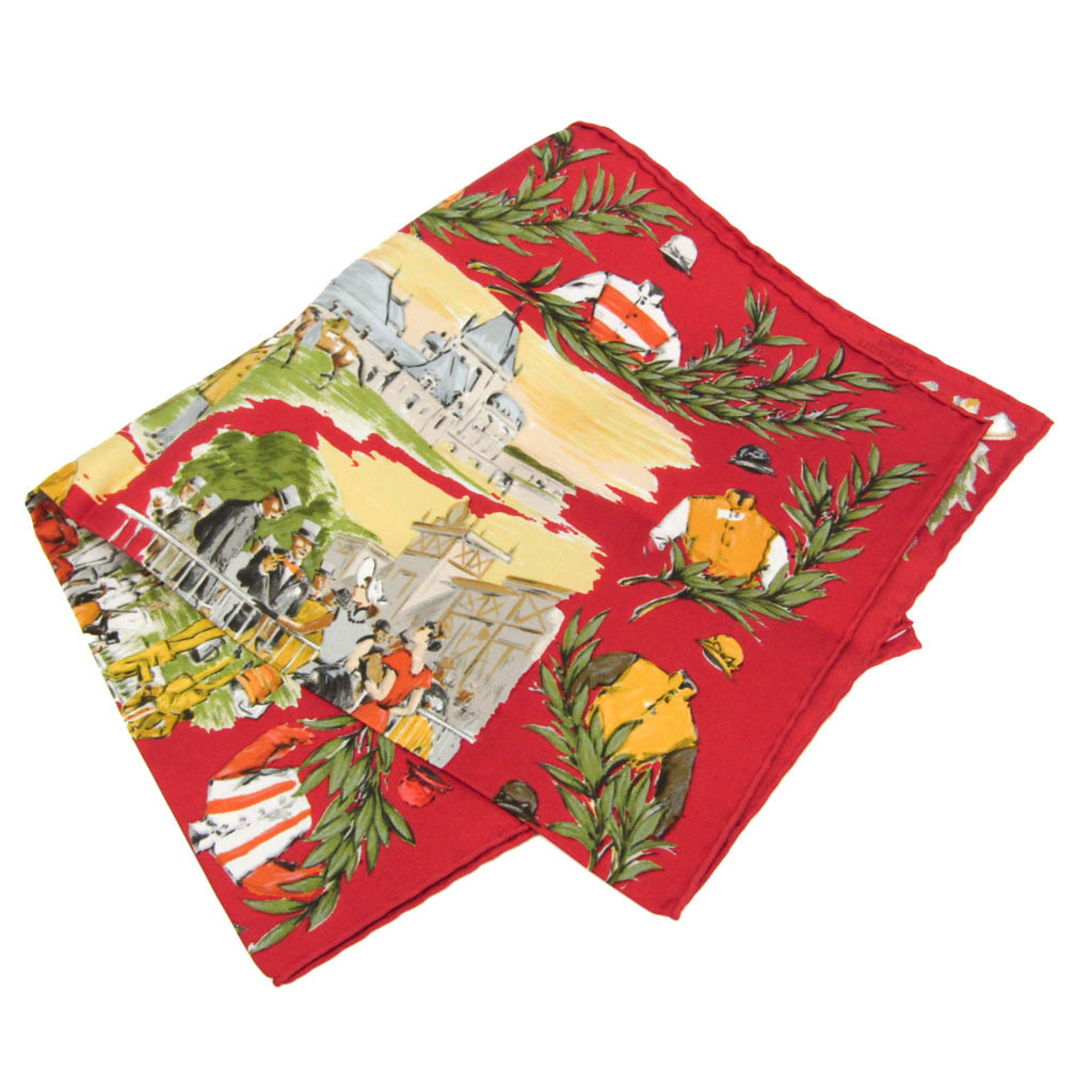 Hermes Carres 40 CHANTILLY Women's Silk Scarf Green,Red Color,Yellow