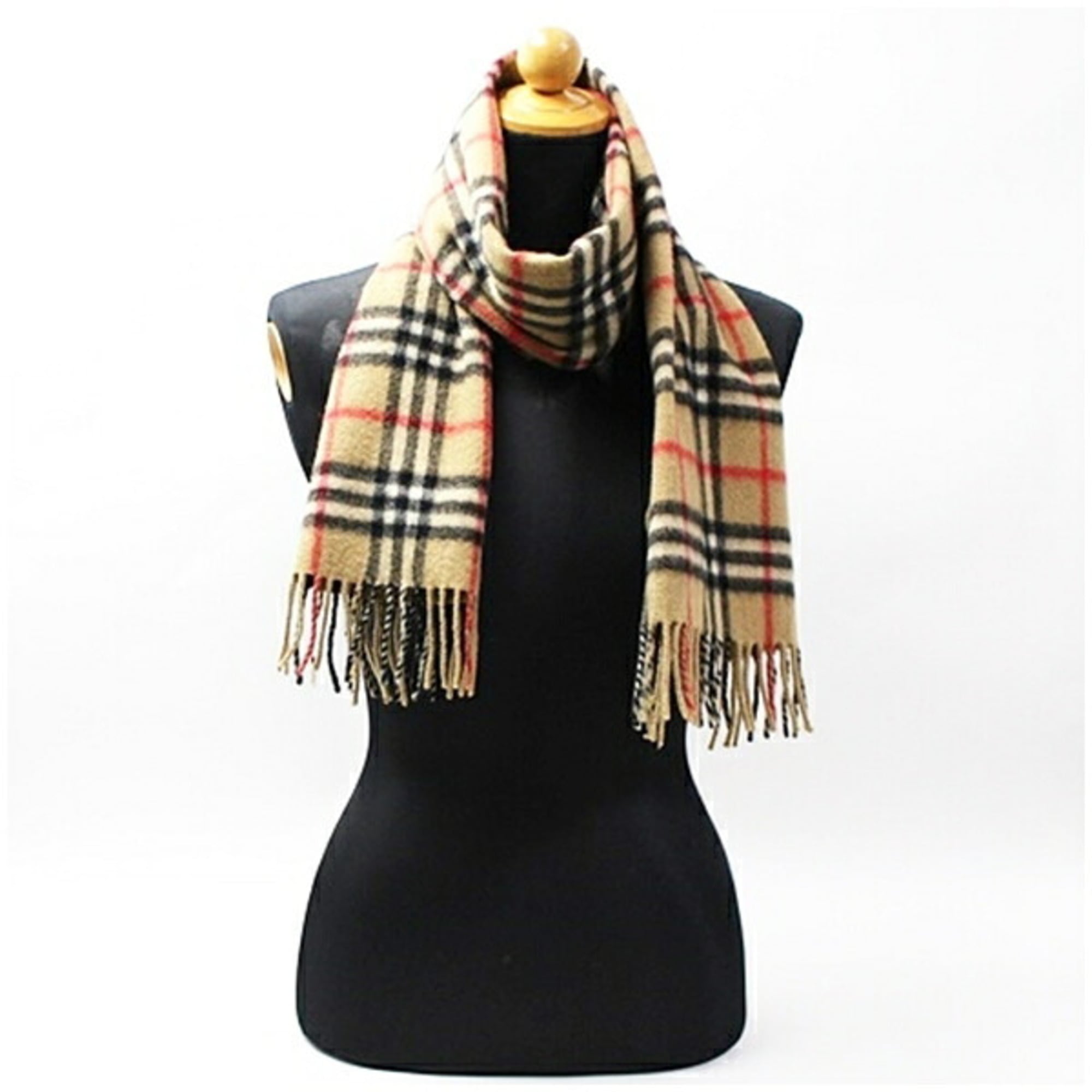Burberry Cashmere Scarf, Camel x Check, 144 31 cm, Burberry, Men's & Women's
