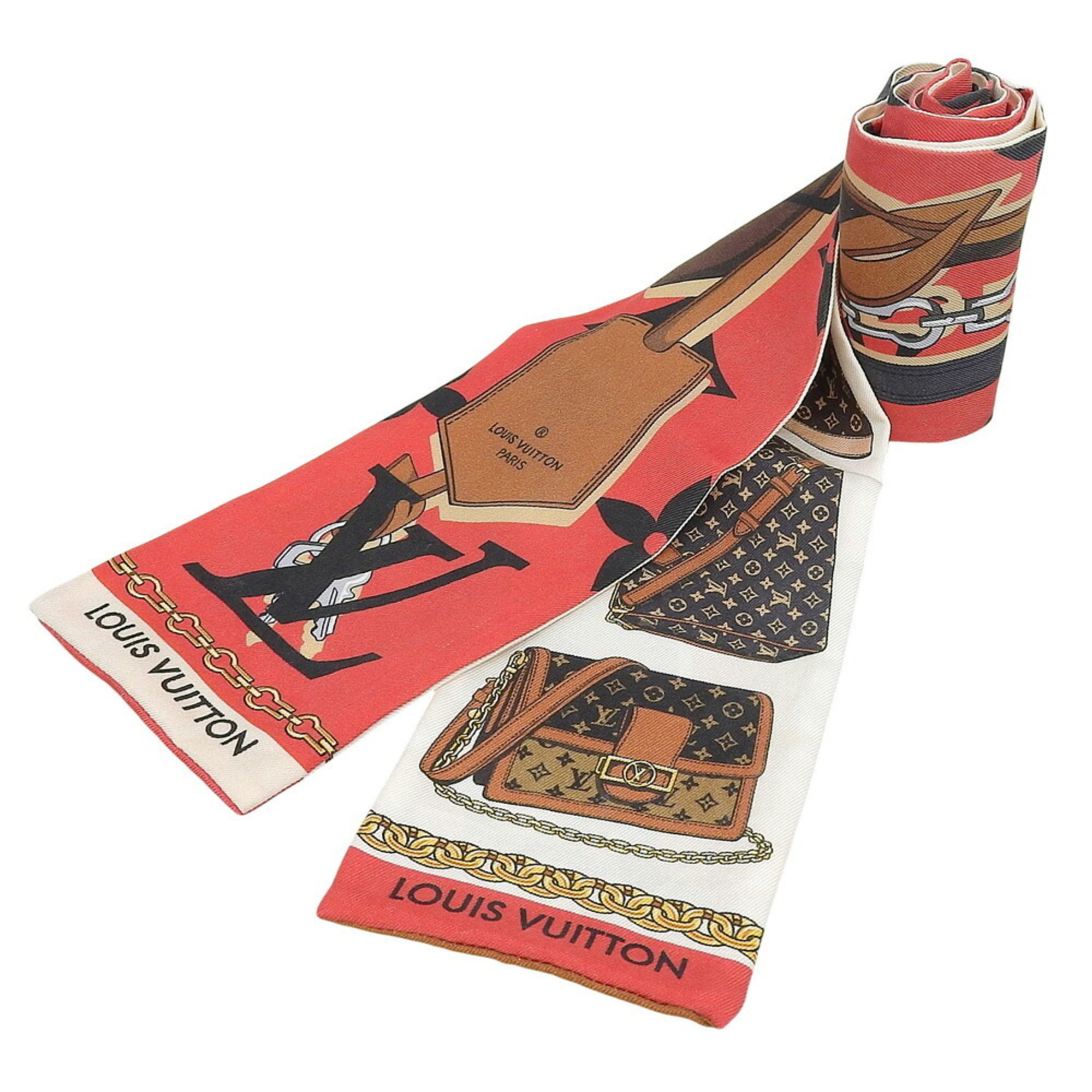 Louis Vuitton Tribute Two M76645 Scarf/Muffler Silk Red/Brown