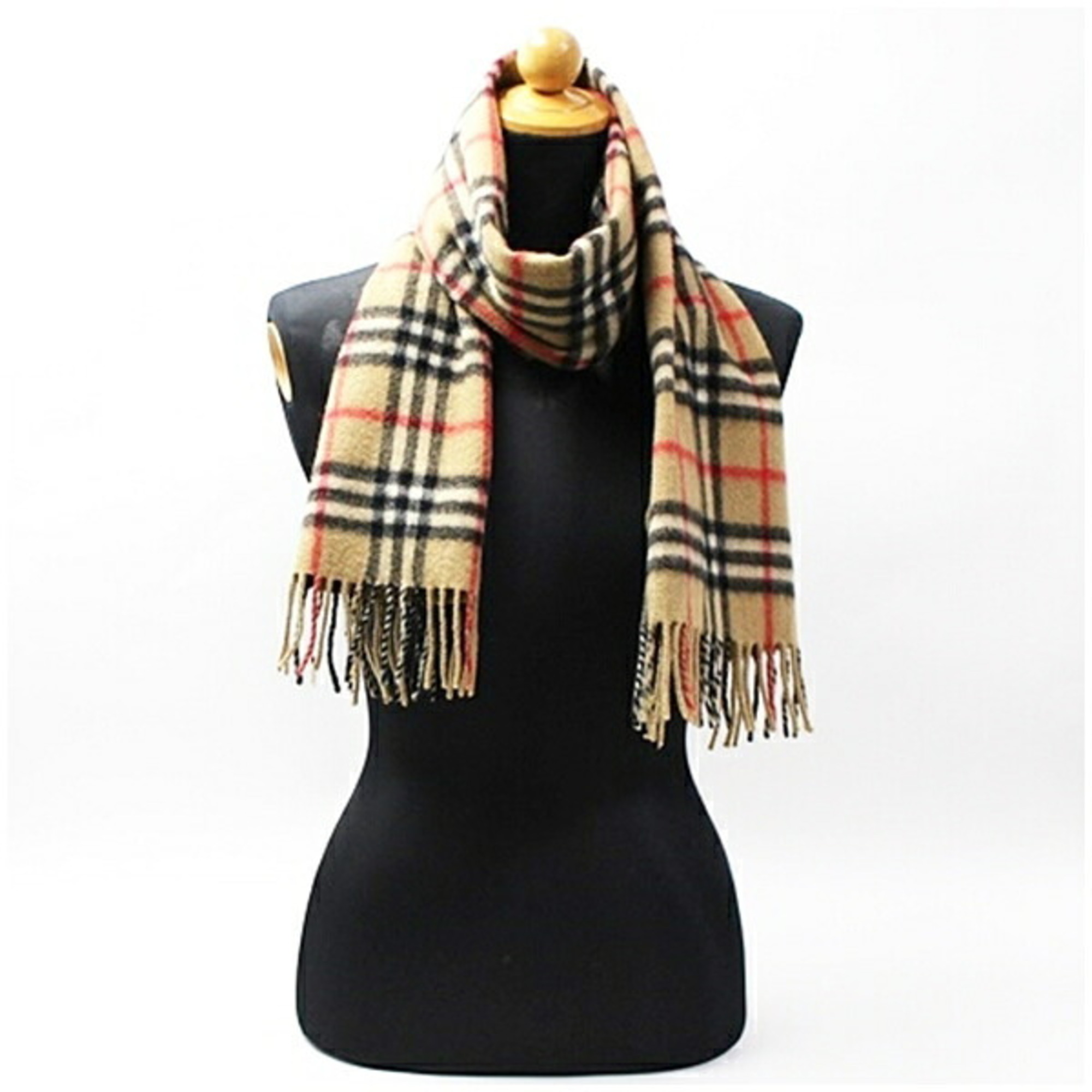 Burberry Cashmere Scarf, Camel x Check, 144 31 cm, Burberry, Men's & Women's