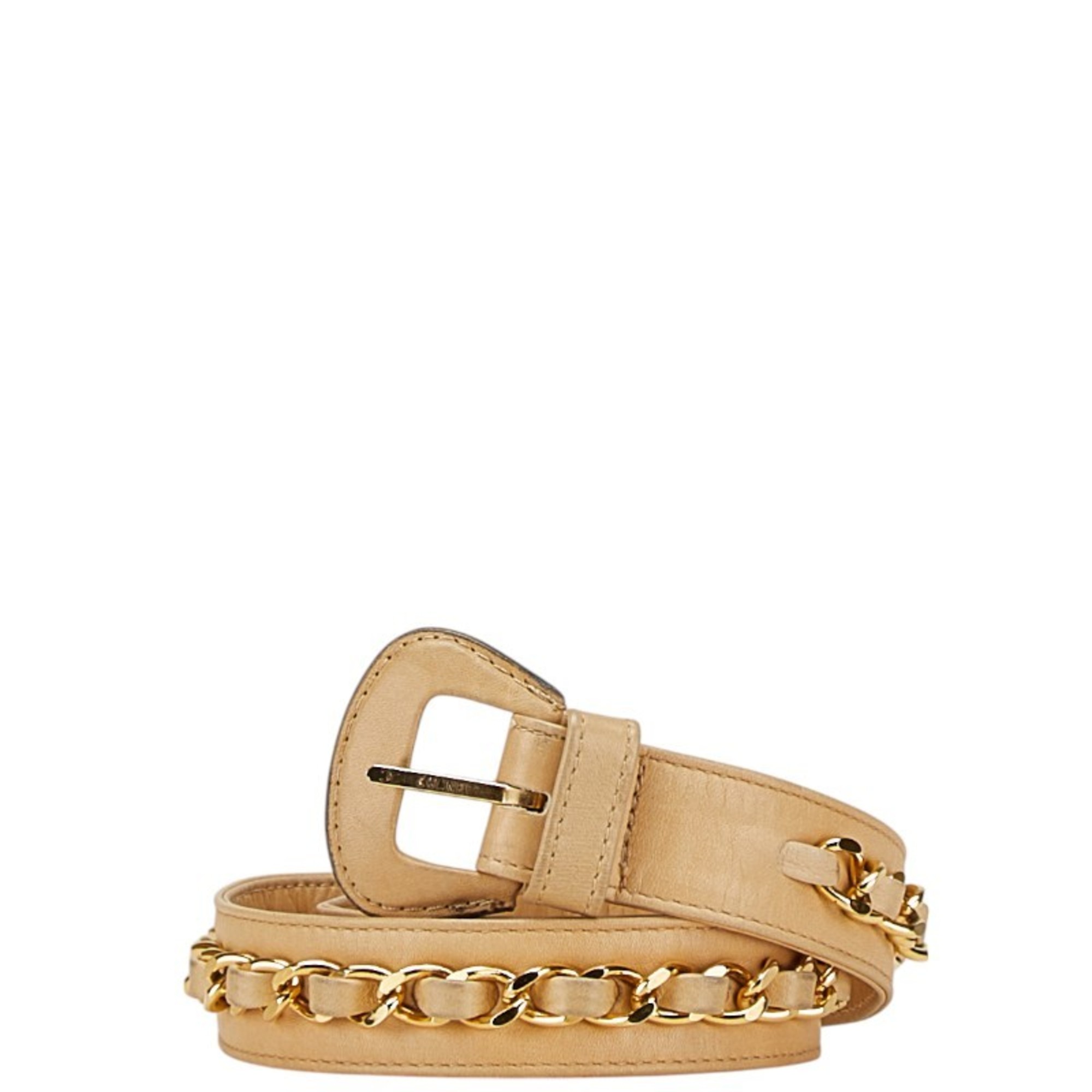 Chanel Chain Belt Size 65/26 Beige Leather Women’s CHANEL