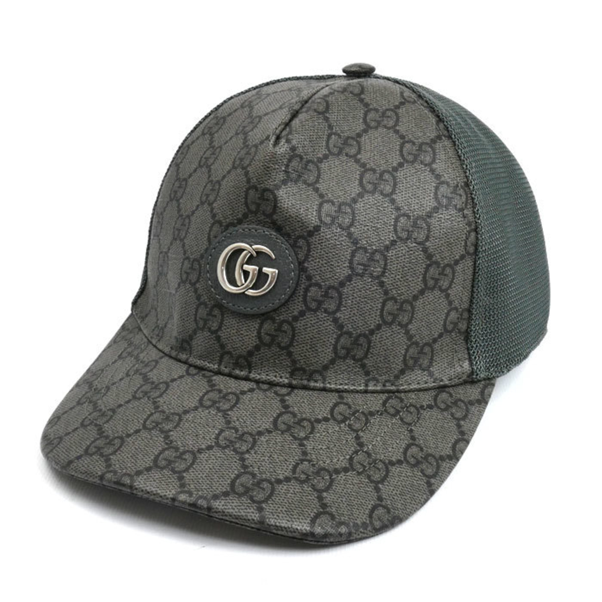 GUCCI GG Supreme Baseball Cap, Gray, 733927 4HAXN 8761 L, Unisex