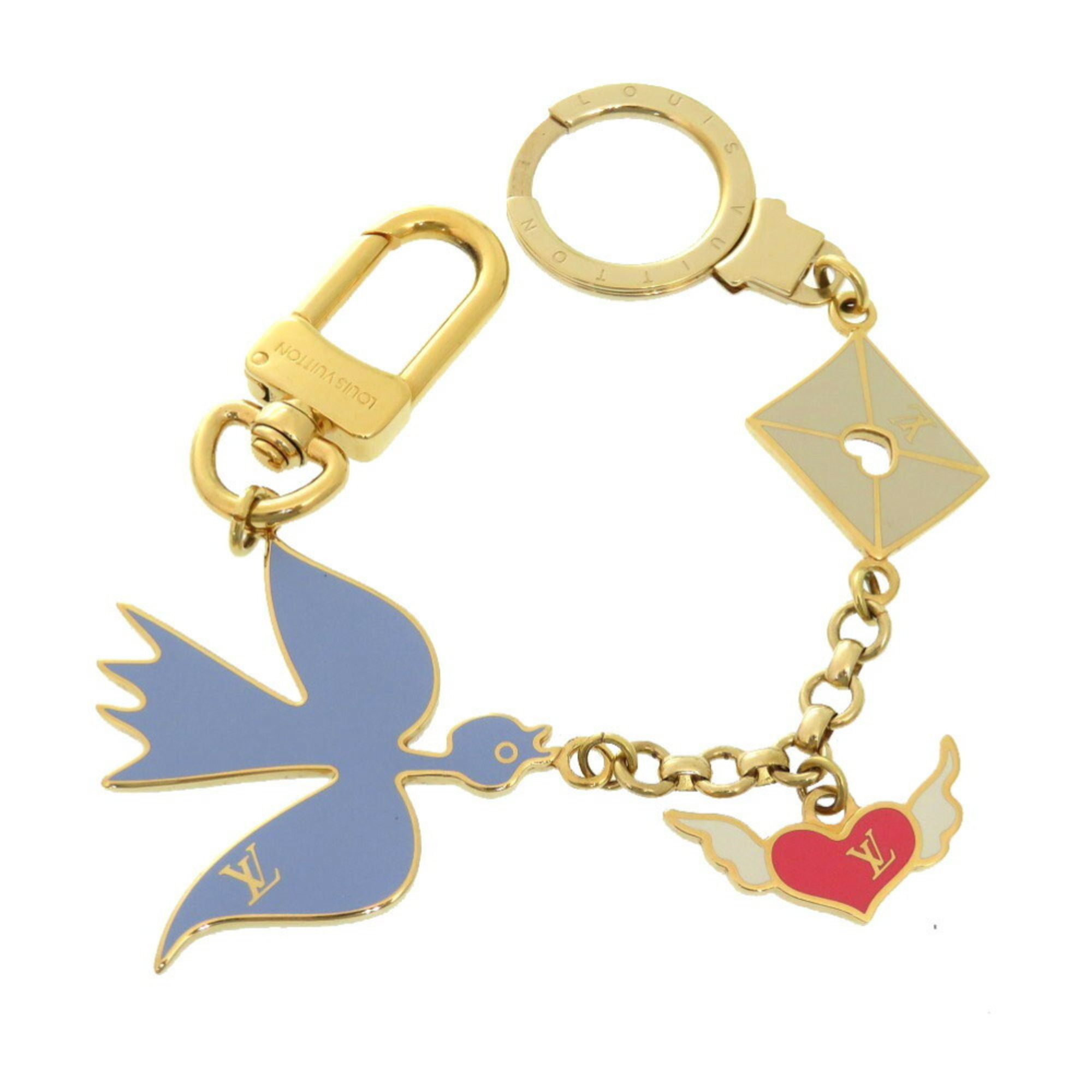 Louis Vuitton Portecle Chaine Messager M66262 Gold Blue LV 2253LOUIS VUITTON