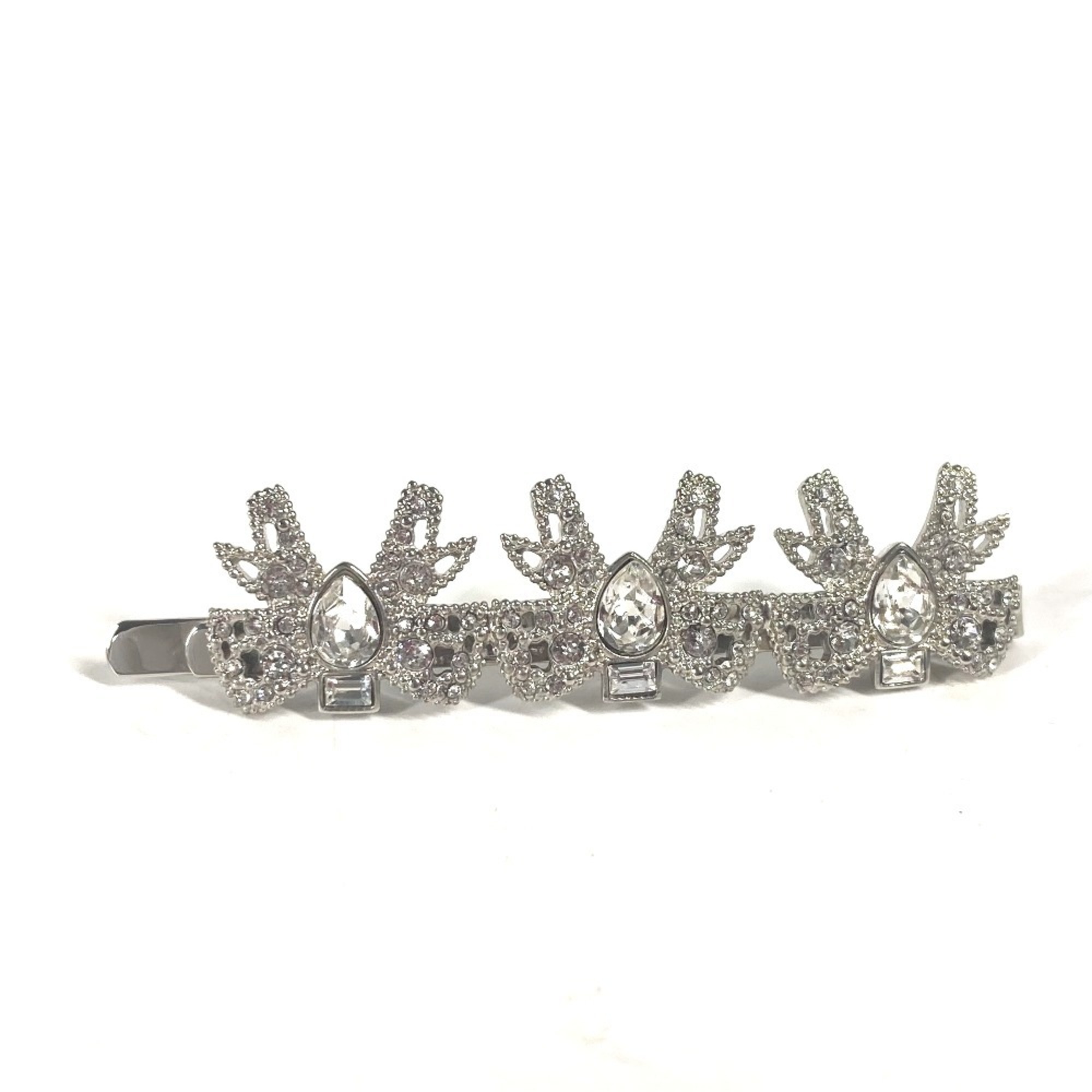 miu miu 5JF031 Ribbon Rhinestone Hair Barrette Hairpin Metal Women’s Silver