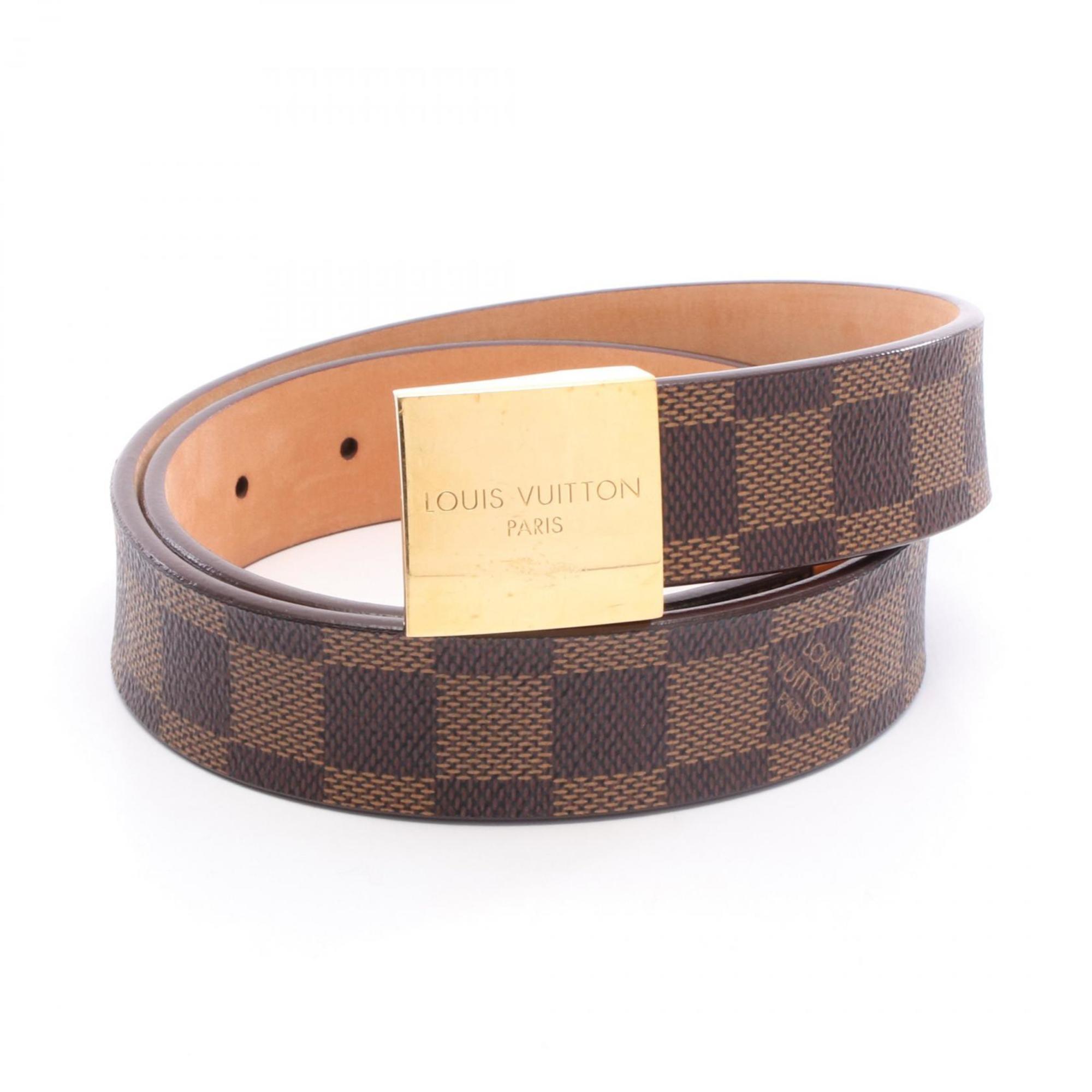 Louis Vuitton Men's Damier Ebene Leather Belt, Brown, M6802